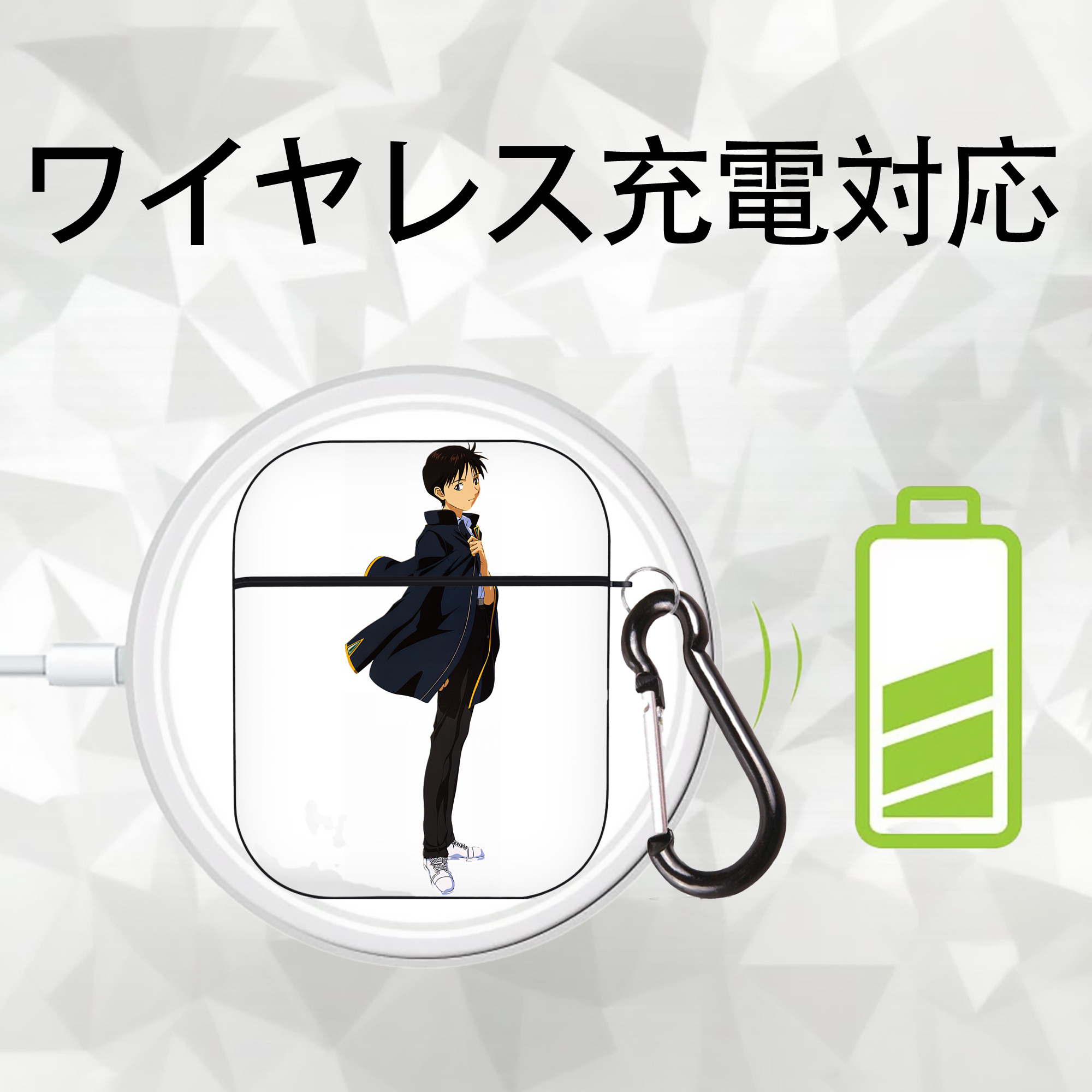 EVA 新世紀エヴァンゲリオン AirPods 第2世代保護ケース ハードシェル ブラック 耐衝撃・防指紋・カラビナ付き