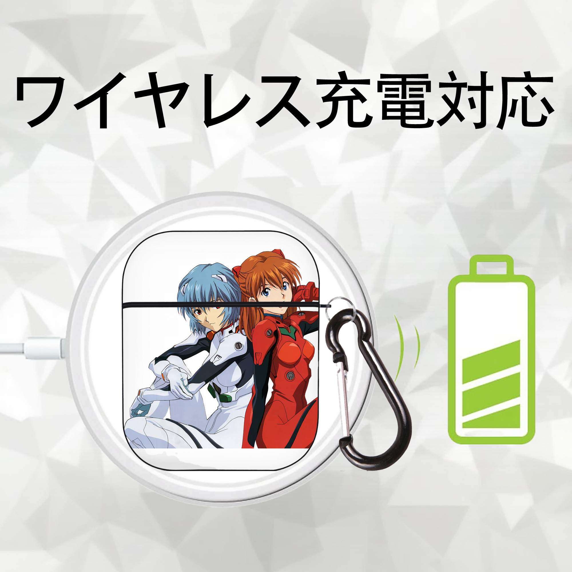 EVA 新世紀エヴァンゲリオン AirPods 第2世代保護ケース ハードシェル ブラック 耐衝撃・防指紋・カラビナ付き