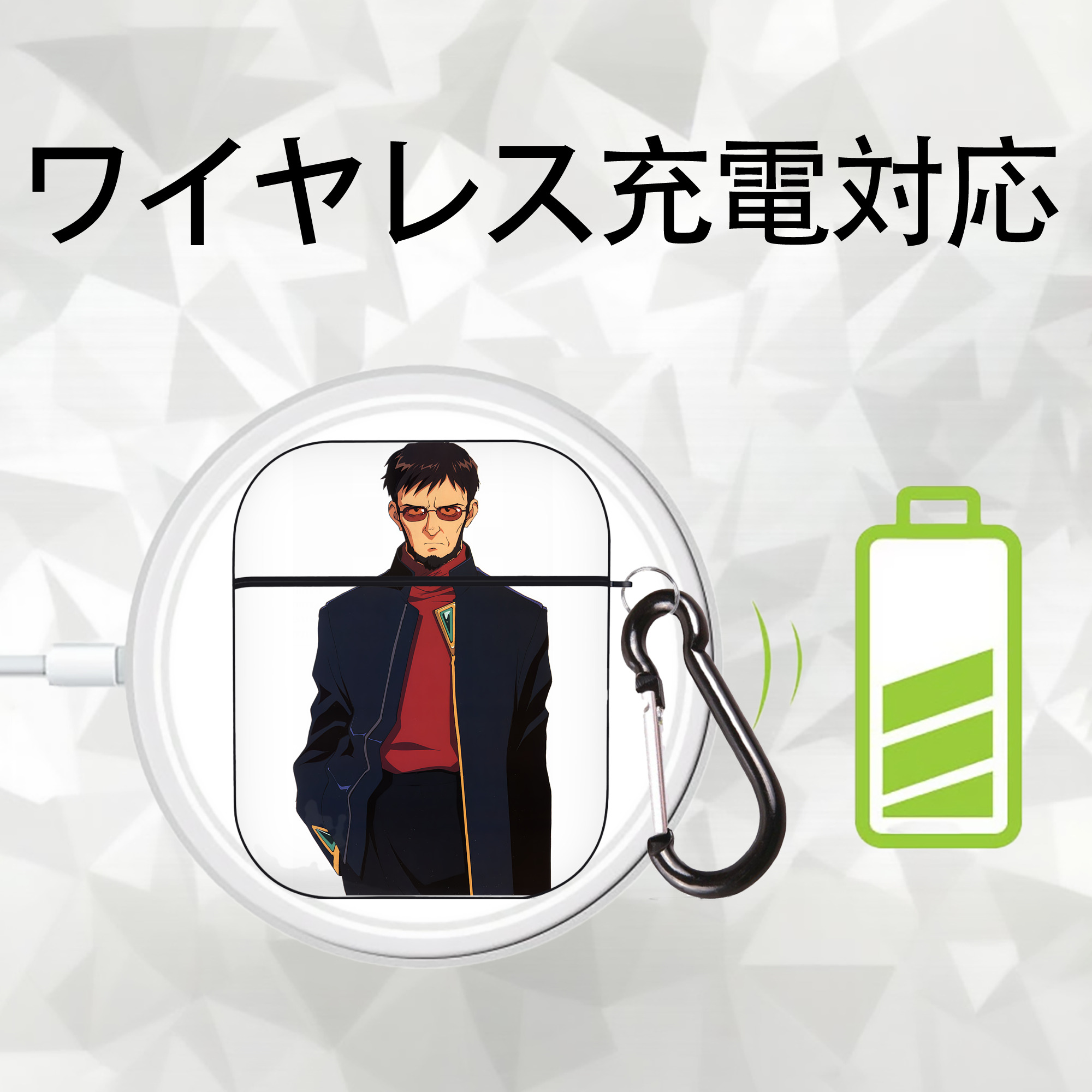 EVA 新世紀エヴァンゲリオン AirPods 第2世代保護ケース ハードシェル ブラック 耐衝撃・防指紋・カラビナ付き