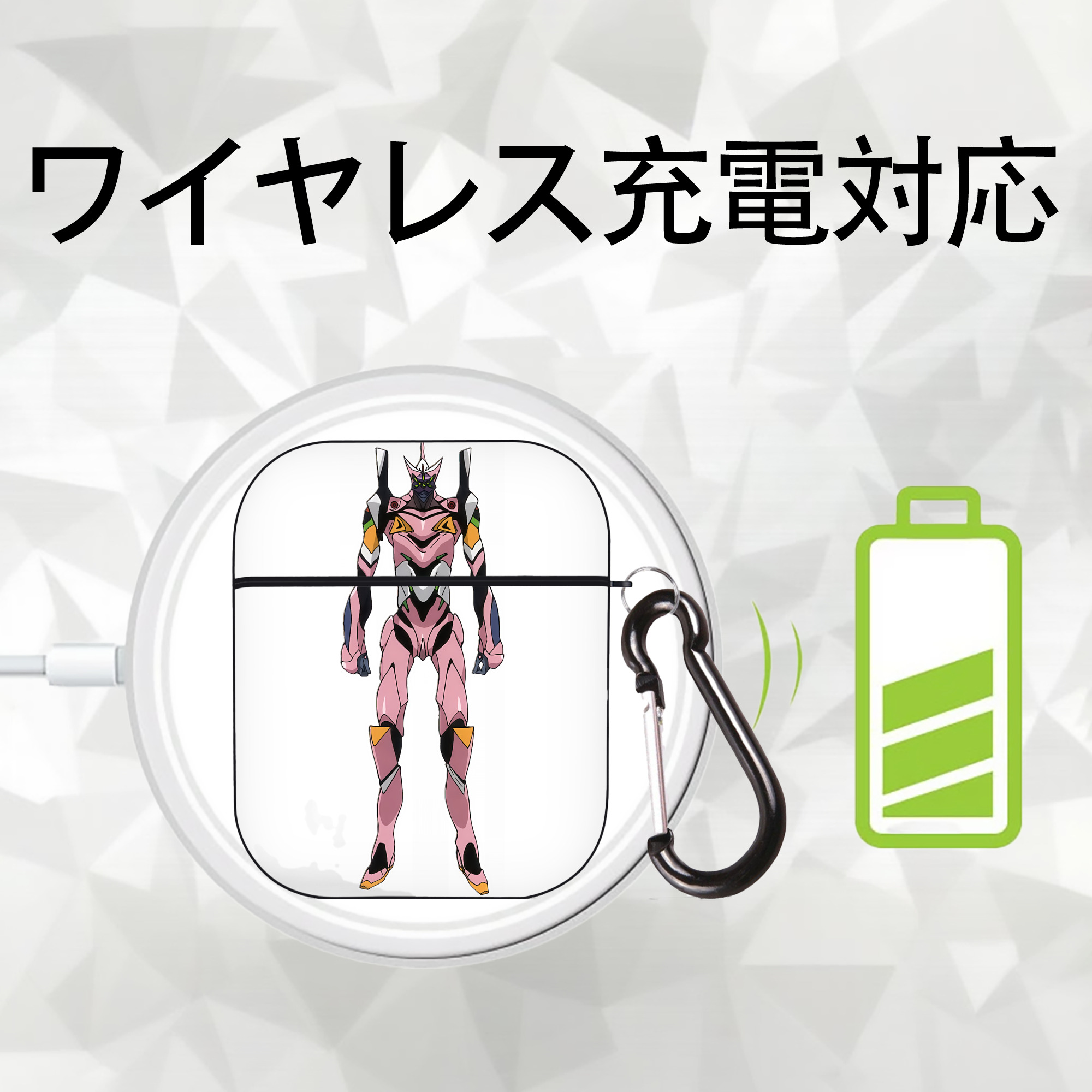 EVA 新世紀エヴァンゲリオン AirPods 第2世代保護ケース ハードシェル ブラック 耐衝撃・防指紋・カラビナ付き