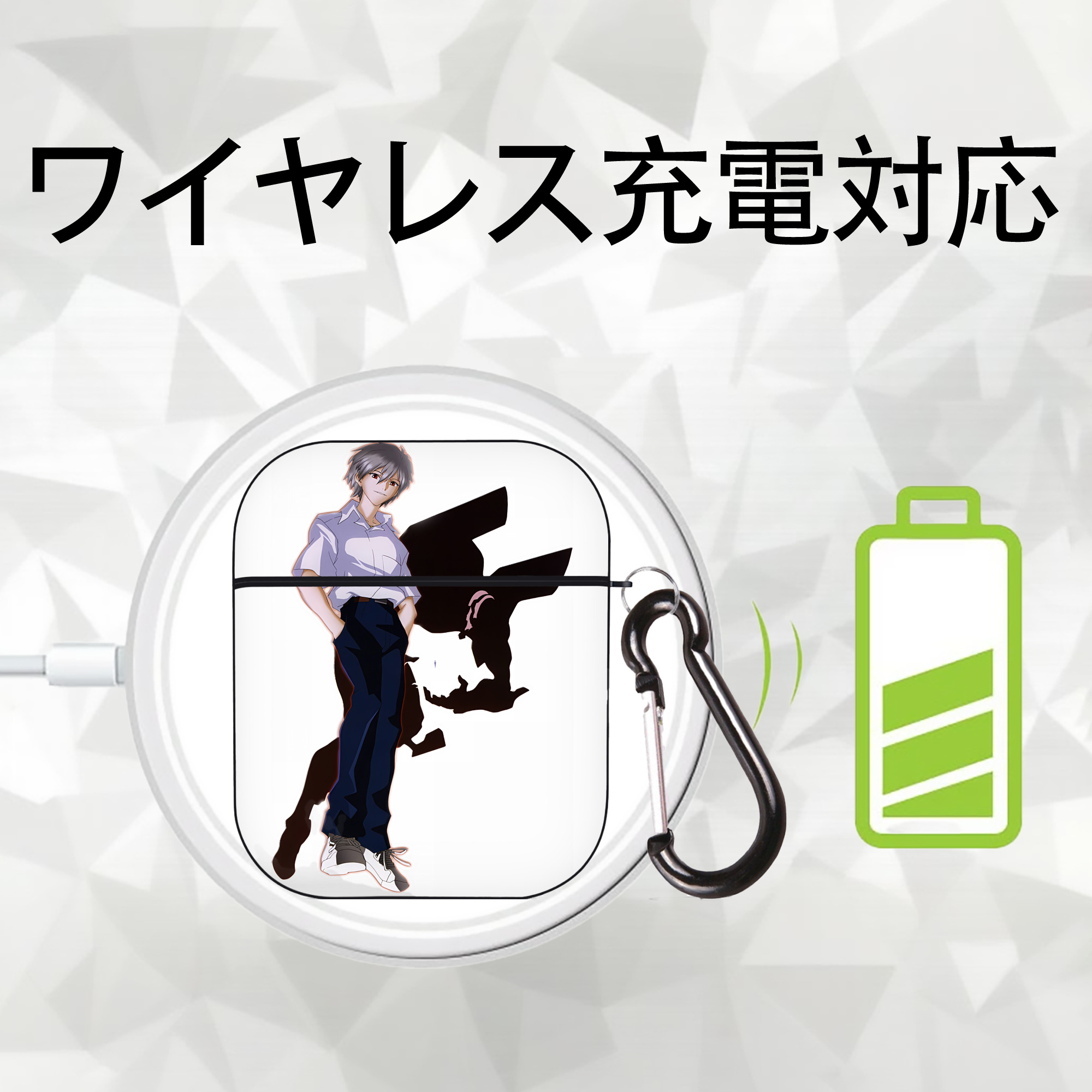EVA 新世紀エヴァンゲリオン AirPods 第2世代保護ケース ハードシェル ブラック 耐衝撃・防指紋・カラビナ付き