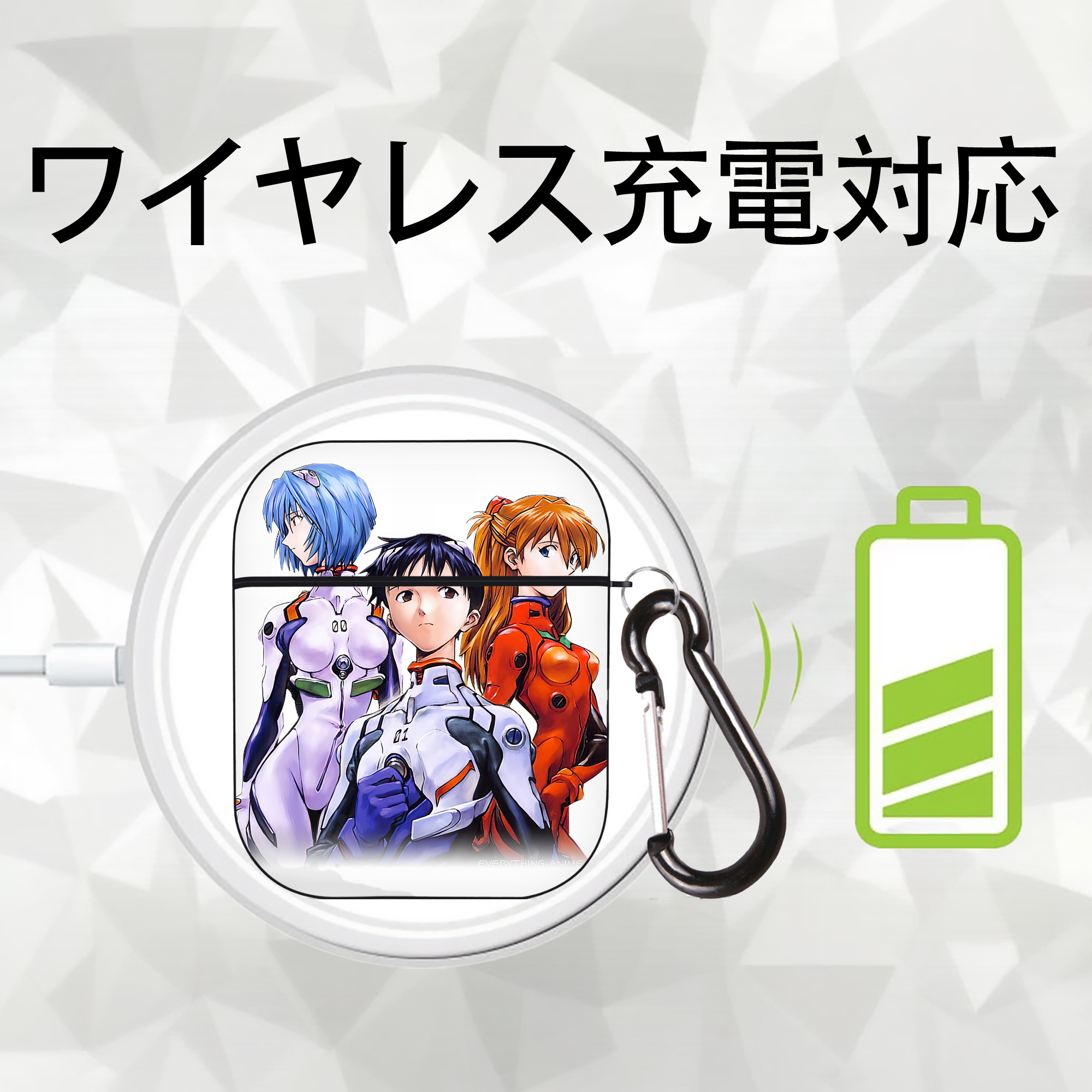 EVA 新世紀エヴァンゲリオン AirPods 第2世代保護ケース ハードシェル ブラック 耐衝撃・防指紋・カラビナ付き