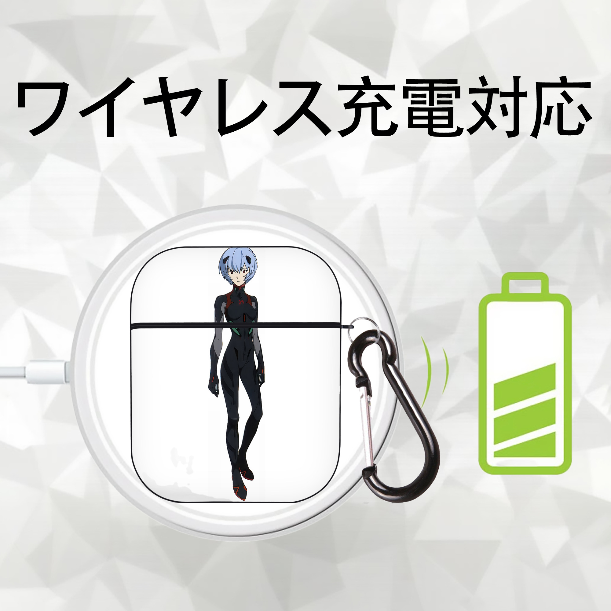 EVA 新世紀エヴァンゲリオン AirPods 第2世代保護ケース ハードシェル ブラック 耐衝撃・防指紋・カラビナ付き