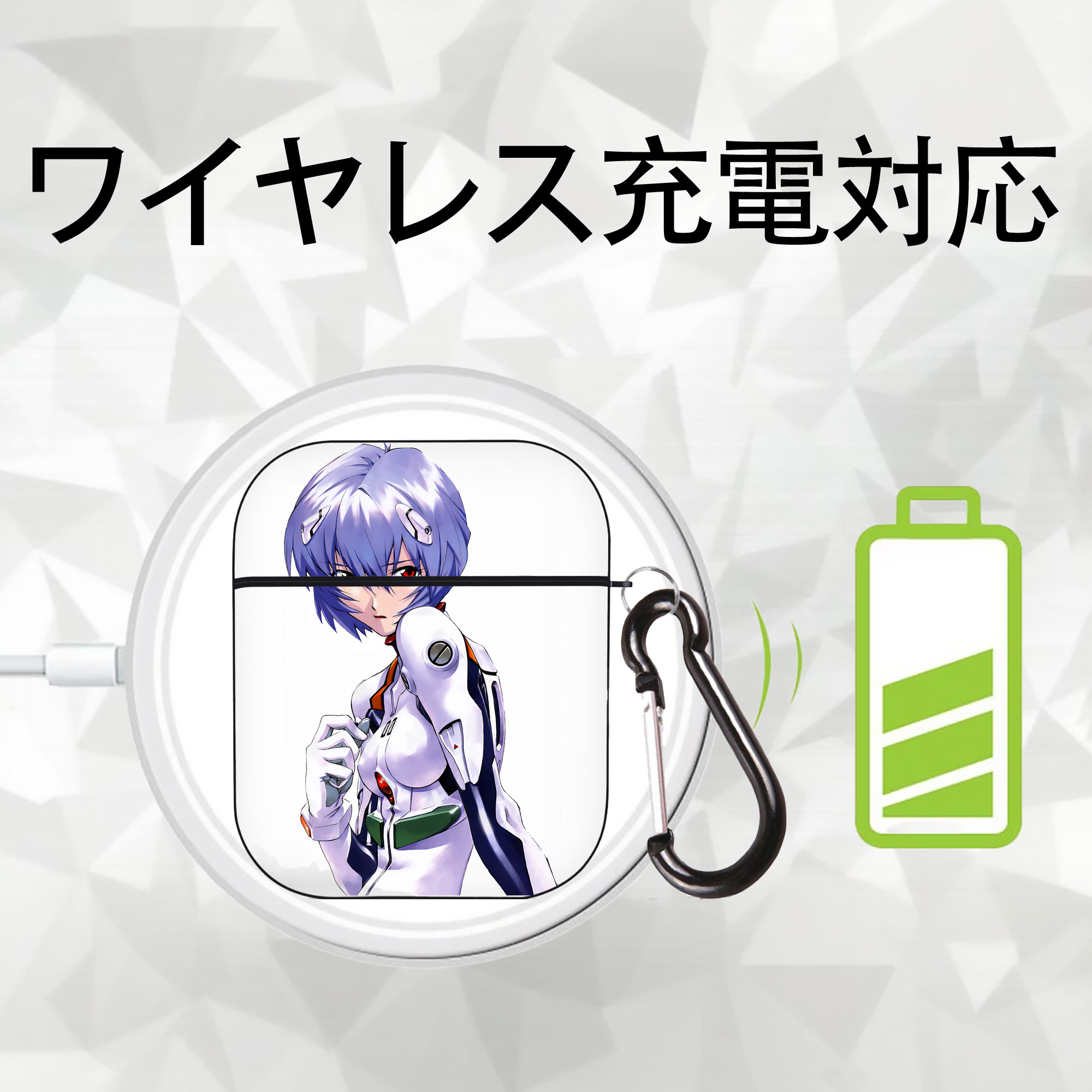 EVA 新世紀エヴァンゲリオン AirPods 第2世代保護ケース ハードシェル ブラック 耐衝撃・防指紋・カラビナ付き