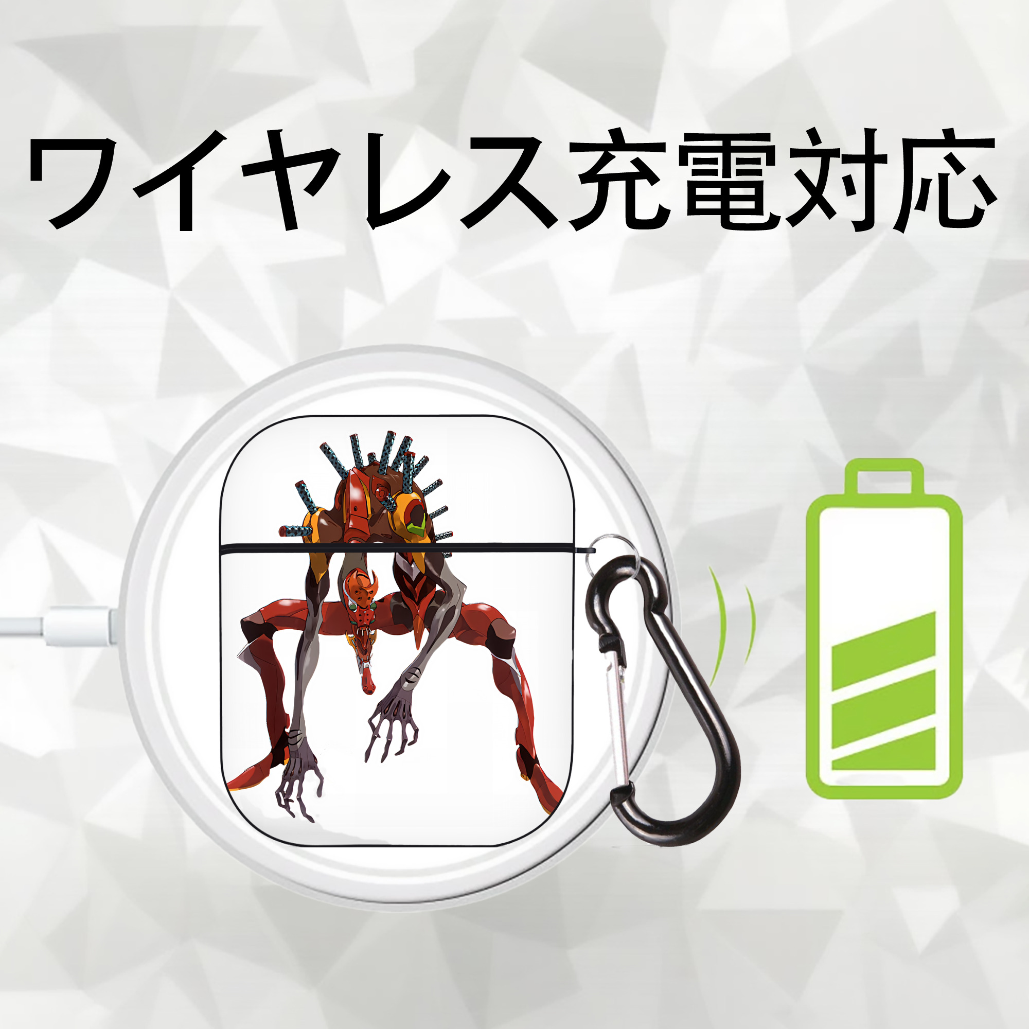 EVA 新世紀エヴァンゲリオン AirPods 第2世代保護ケース ハードシェル ブラック 耐衝撃・防指紋・カラビナ付き