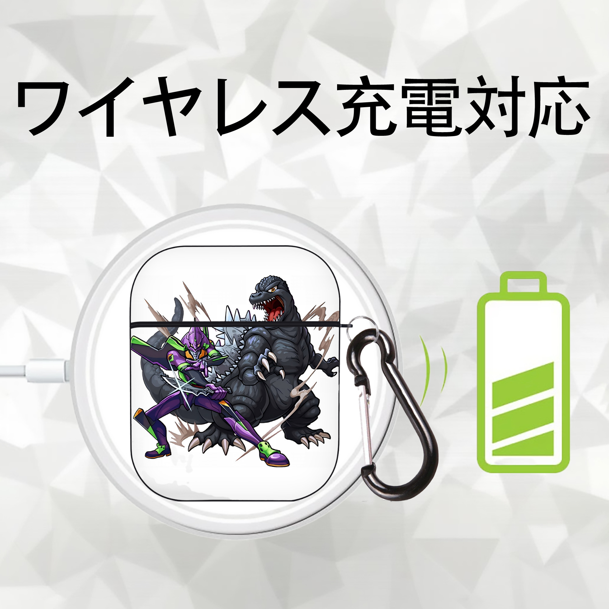 EVA 新世紀エヴァンゲリオン AirPods 第2世代保護ケース ハードシェル ブラック 耐衝撃・防指紋・カラビナ付き