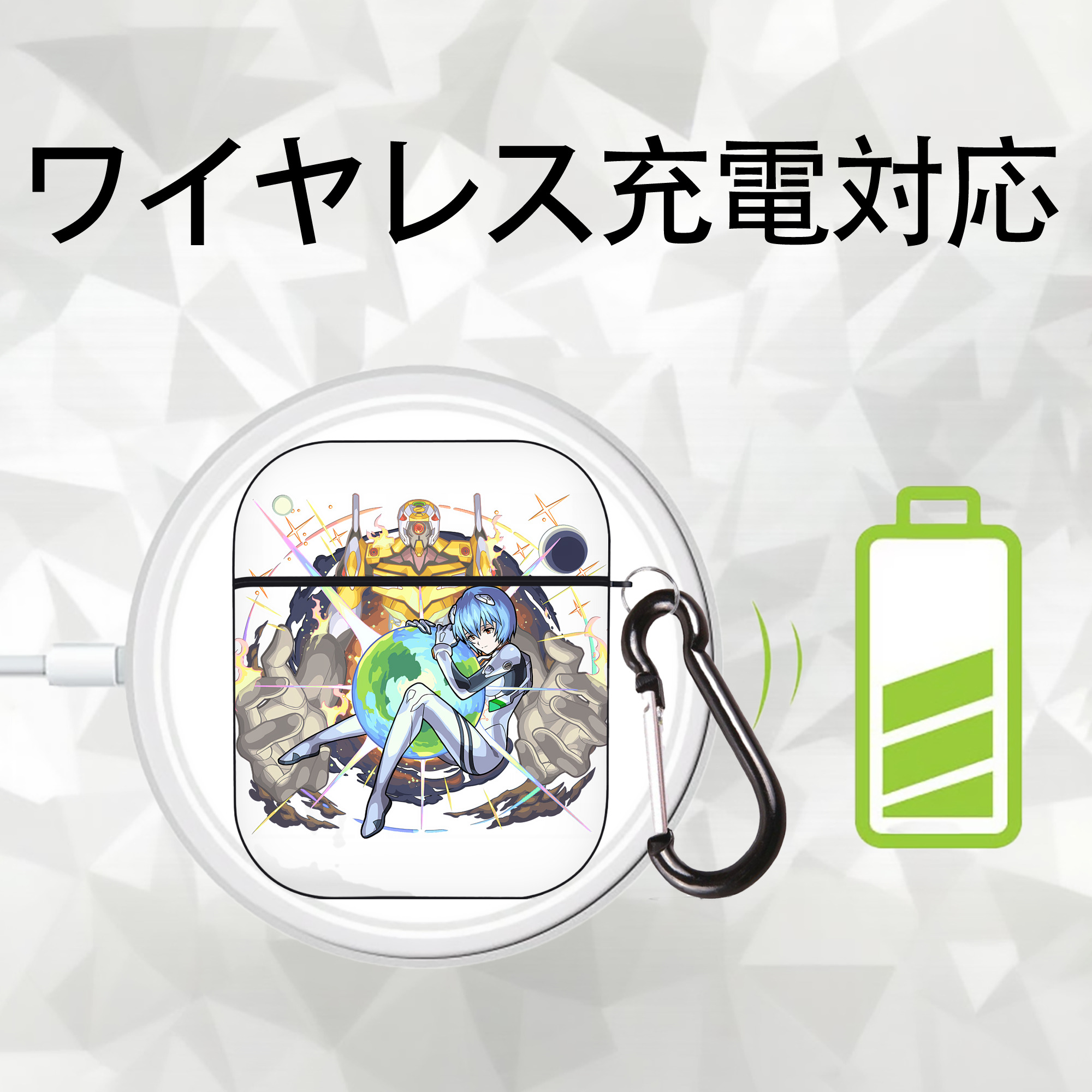 EVA 新世紀エヴァンゲリオン AirPods 第2世代保護ケース ハードシェル ブラック 耐衝撃・防指紋・カラビナ付き