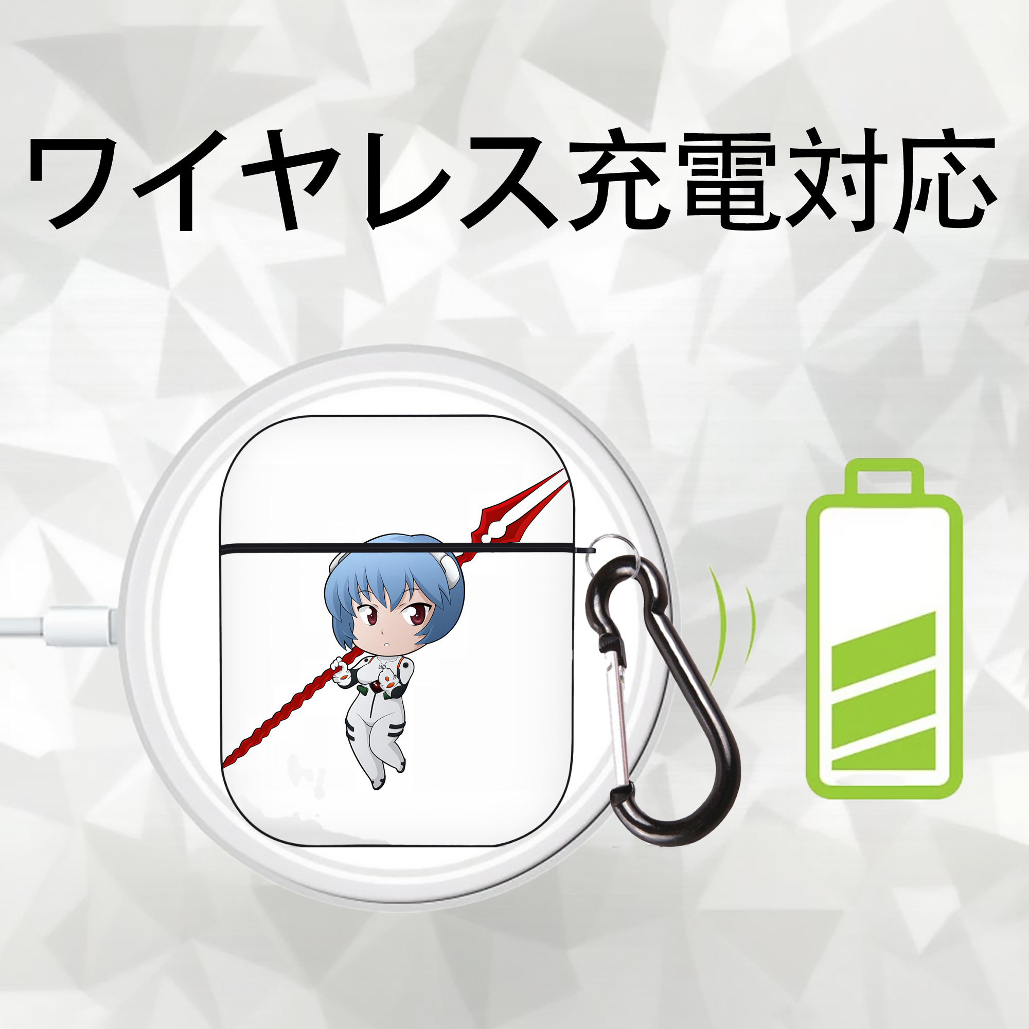 EVA 新世紀エヴァンゲリオン AirPods 第2世代保護ケース ハードシェル ブラック 耐衝撃・防指紋・カラビナ付き