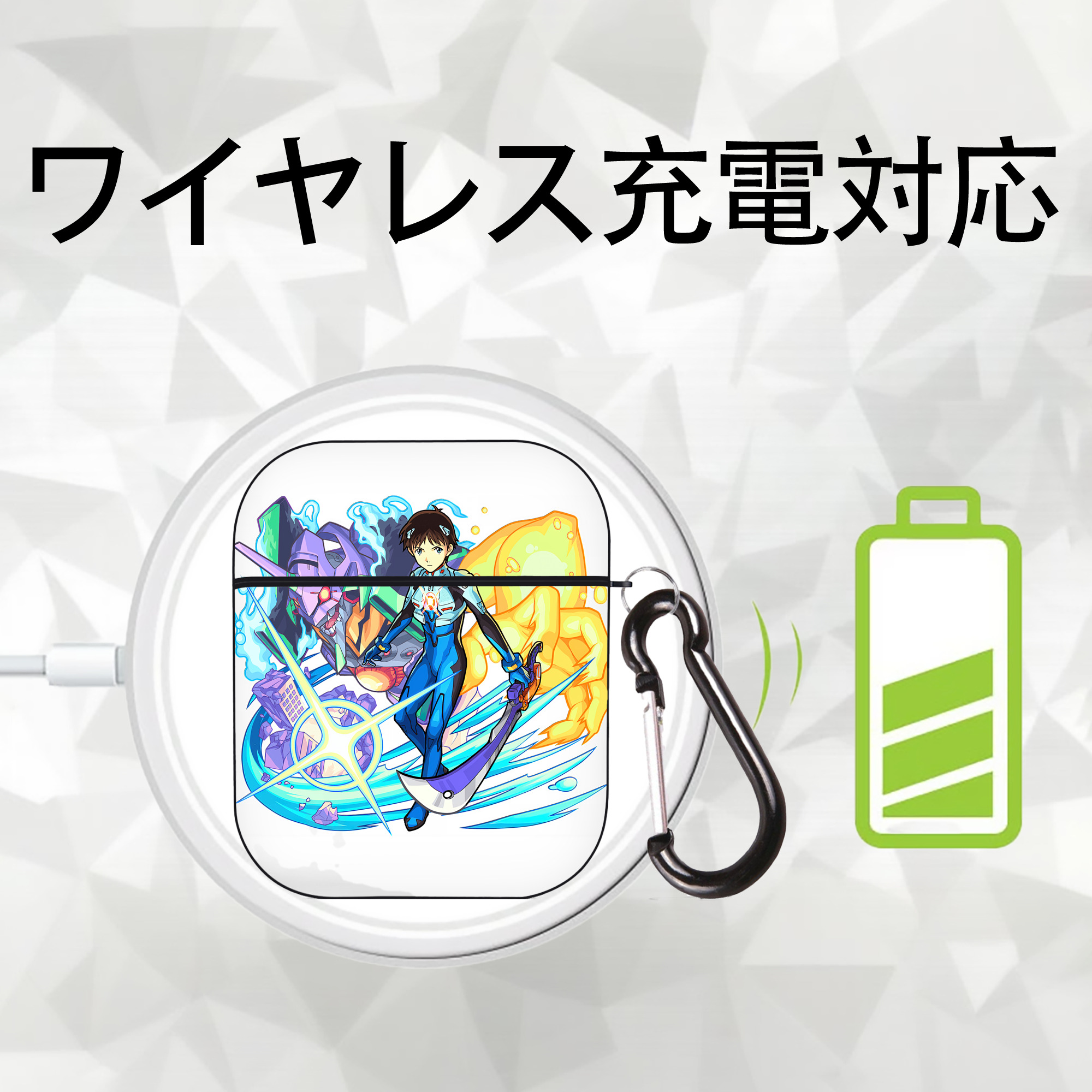 EVA 新世紀エヴァンゲリオン AirPods 第2世代保護ケース ハードシェル ブラック 耐衝撃・防指紋・カラビナ付き