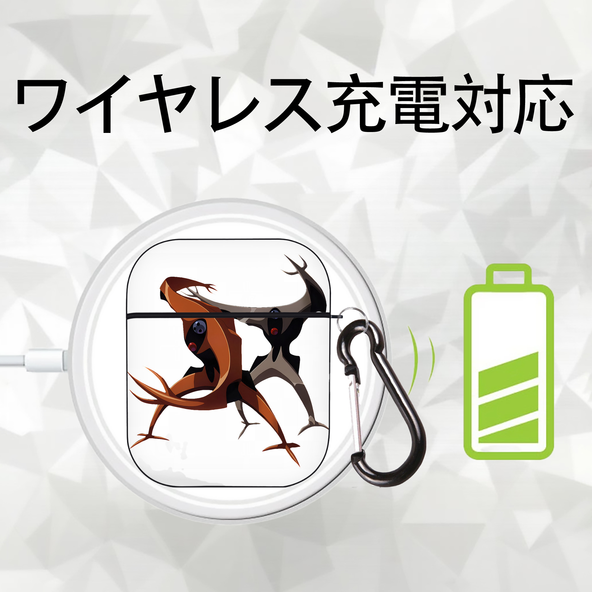EVA 新世紀エヴァンゲリオン AirPods 第2世代保護ケース ハードシェル ブラック 耐衝撃・防指紋・カラビナ付き