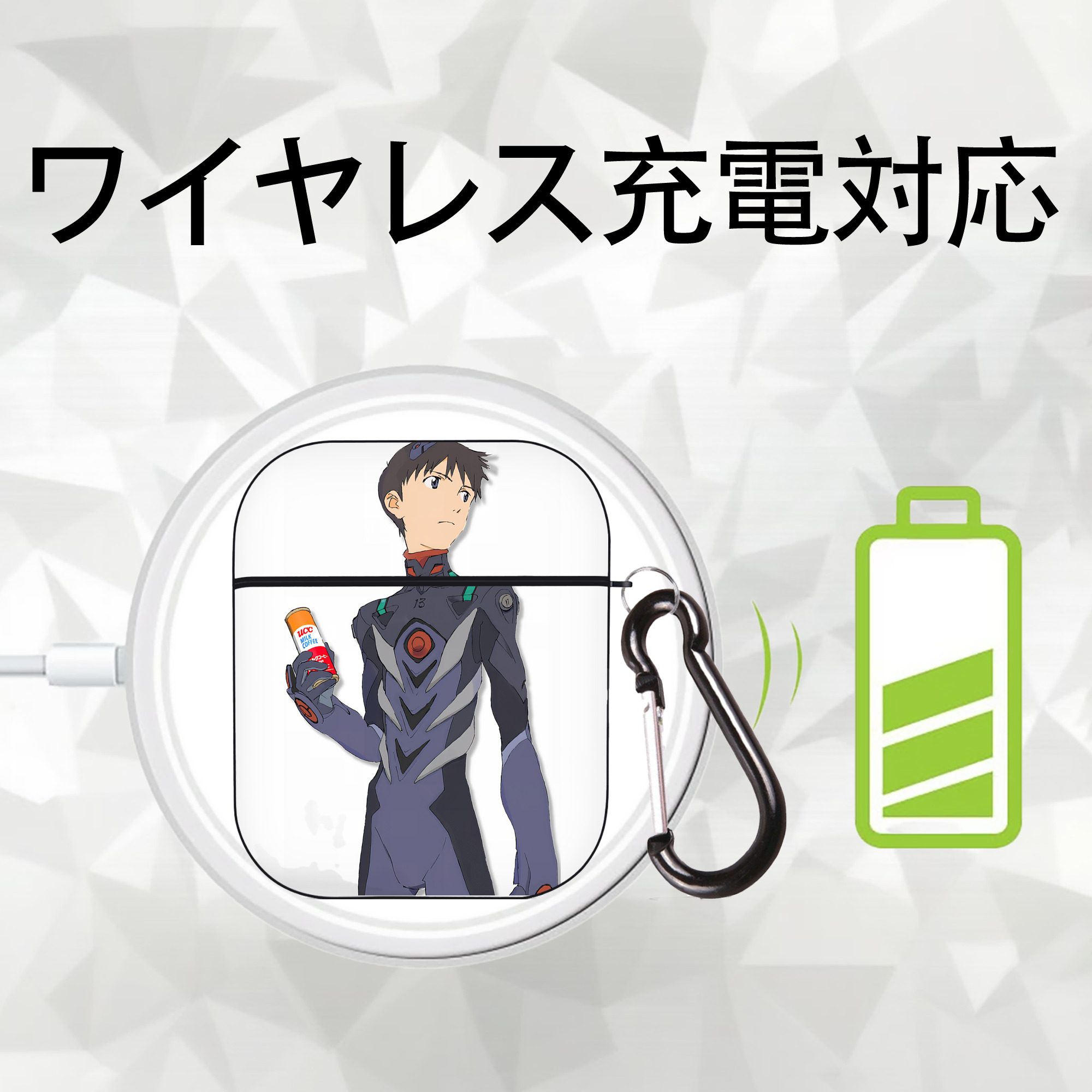 EVA 新世紀エヴァンゲリオン AirPods 第2世代保護ケース ハードシェル ブラック 耐衝撃・防指紋・カラビナ付き