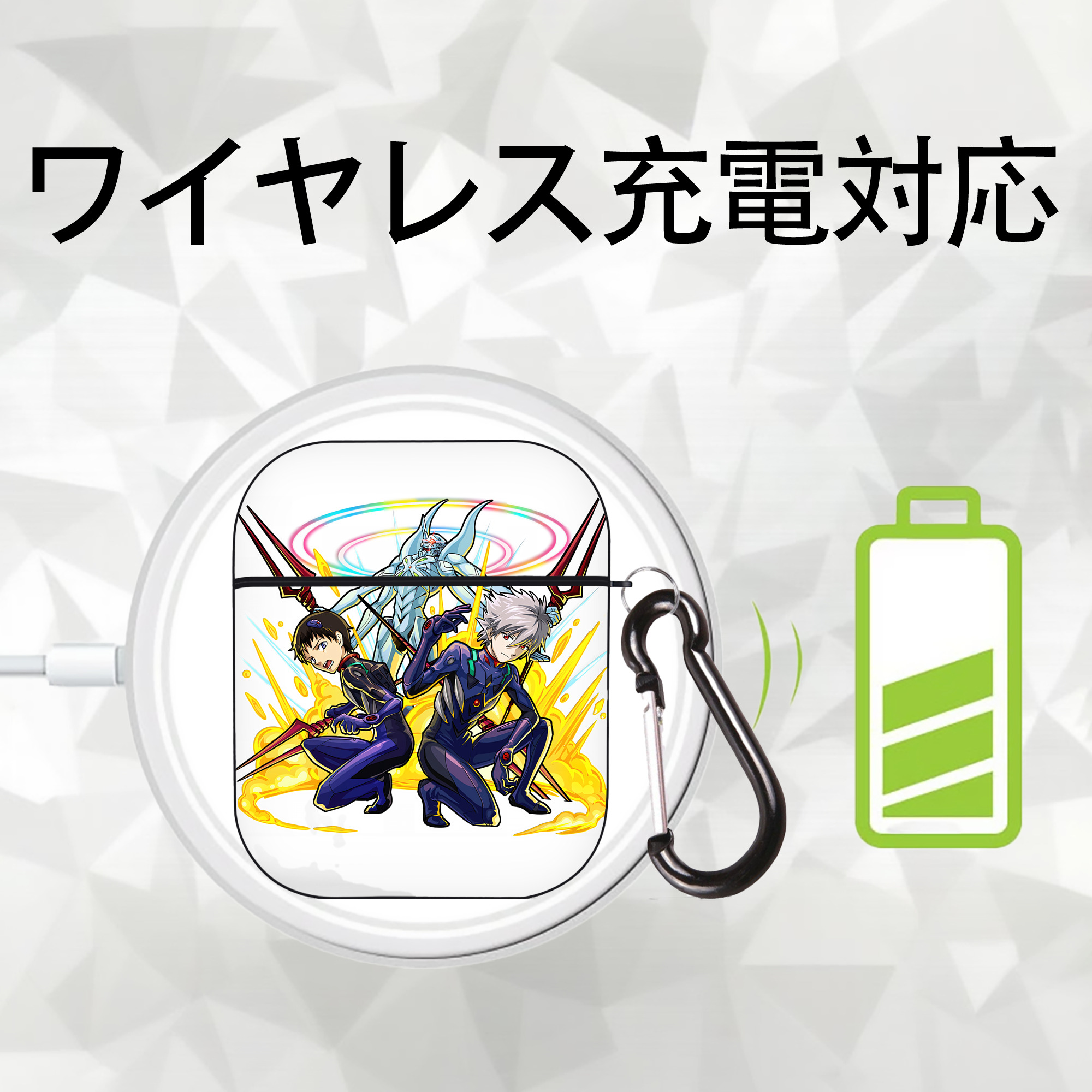 EVA 新世紀エヴァンゲリオン AirPods 第2世代保護ケース ハードシェル ブラック 耐衝撃・防指紋・カラビナ付き