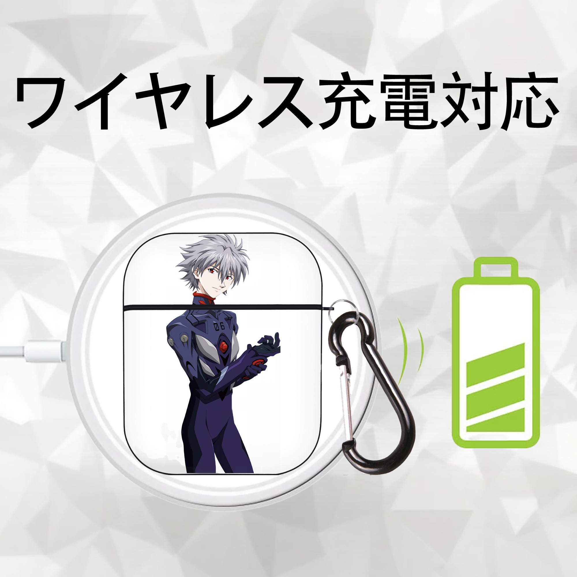 EVA 新世紀エヴァンゲリオン AirPods 第2世代保護ケース ハードシェル ブラック 耐衝撃・防指紋・カラビナ付き