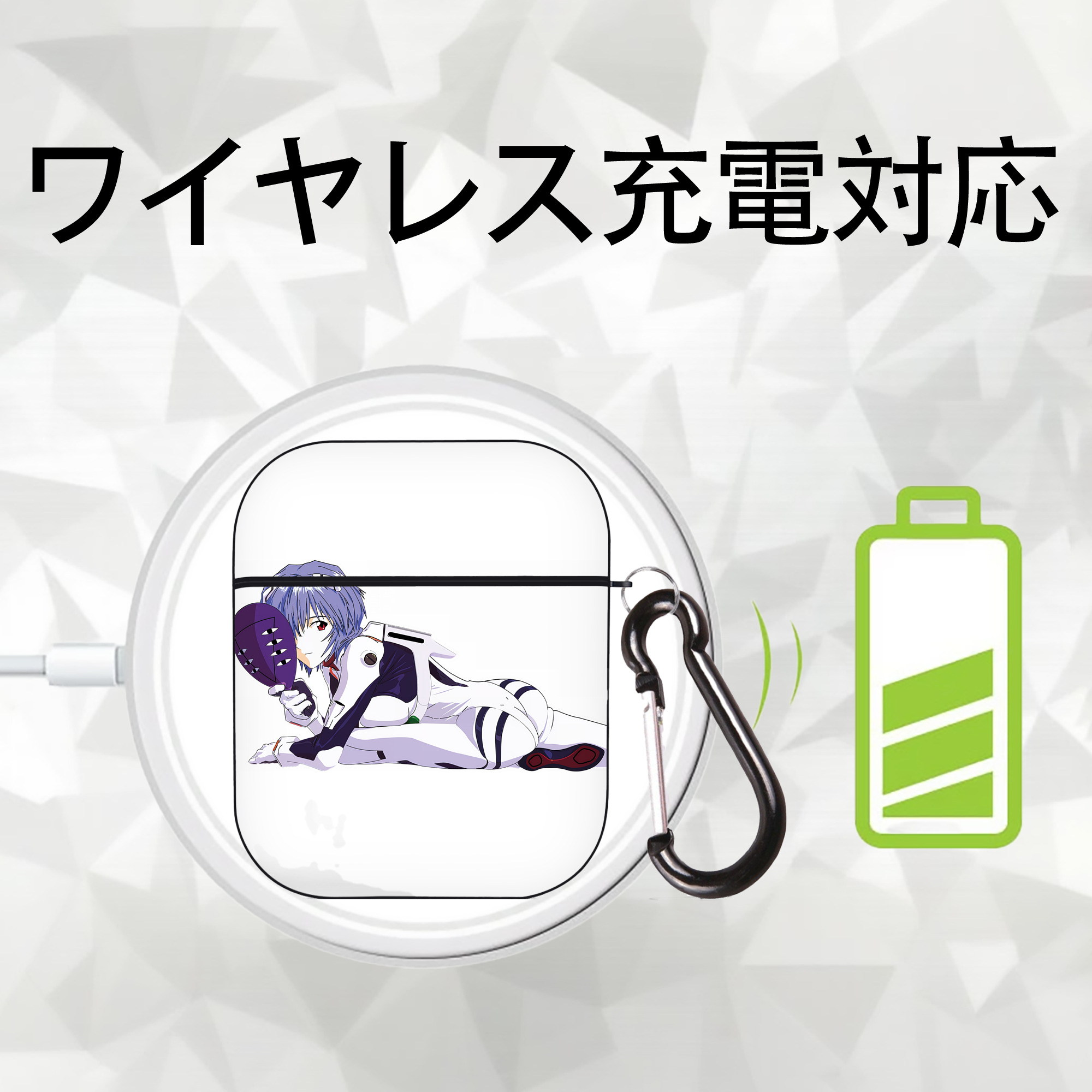 EVA 新世紀エヴァンゲリオン AirPods 第2世代保護ケース ハードシェル ブラック 耐衝撃・防指紋・カラビナ付き