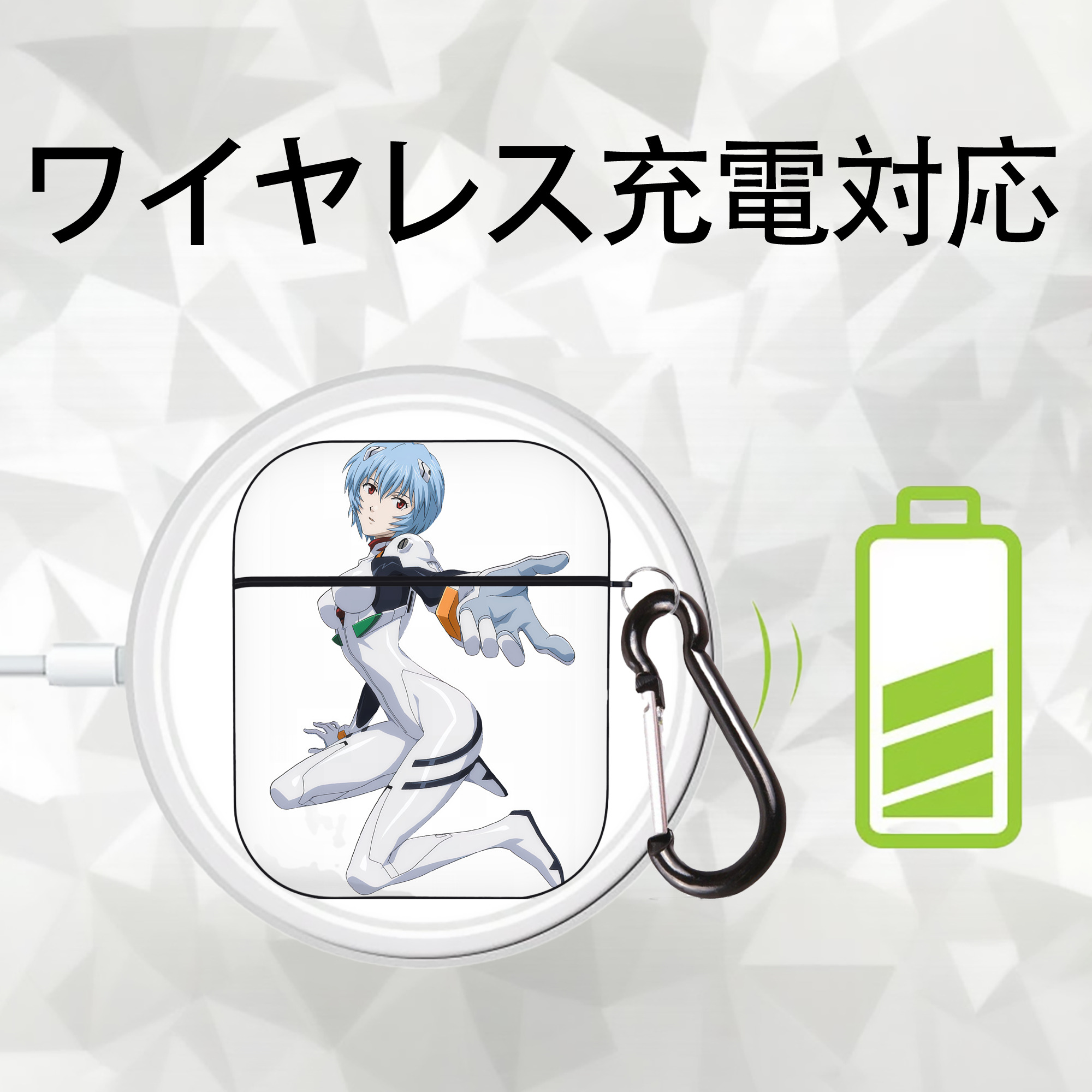 EVA 新世紀エヴァンゲリオン AirPods 第2世代保護ケース ハードシェル ブラック 耐衝撃・防指紋・カラビナ付き