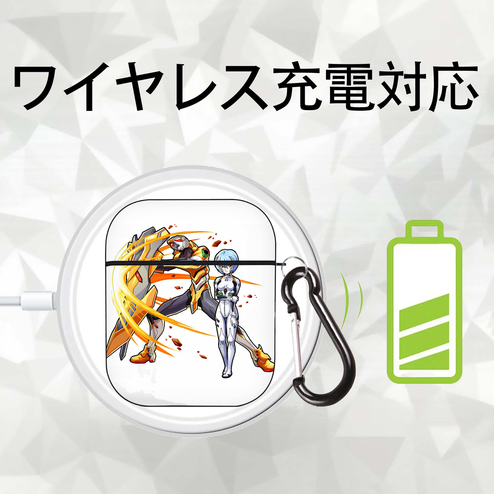 EVA 新世紀エヴァンゲリオン AirPods 第2世代保護ケース ハードシェル ブラック 耐衝撃・防指紋・カラビナ付き