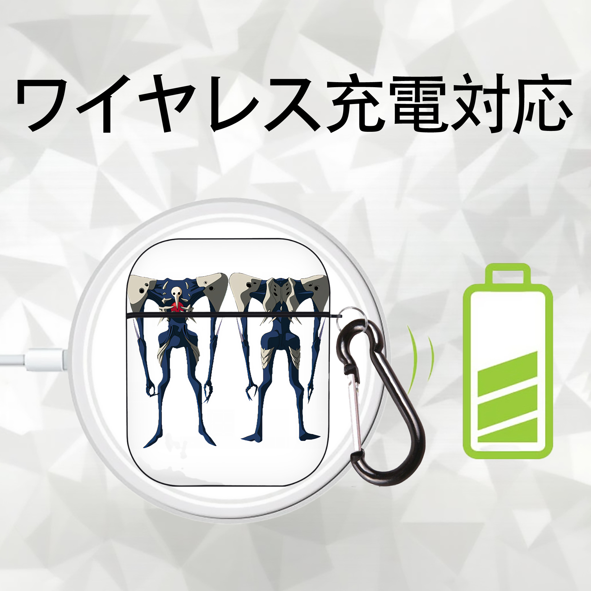 EVA 新世紀エヴァンゲリオン AirPods 第2世代保護ケース ハードシェル ブラック 耐衝撃・防指紋・カラビナ付き