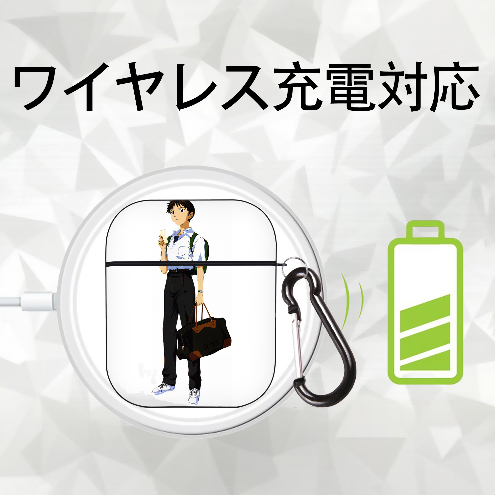 EVA 新世紀エヴァンゲリオン AirPods 第2世代保護ケース ハードシェル ブラック 耐衝撃・防指紋・カラビナ付き