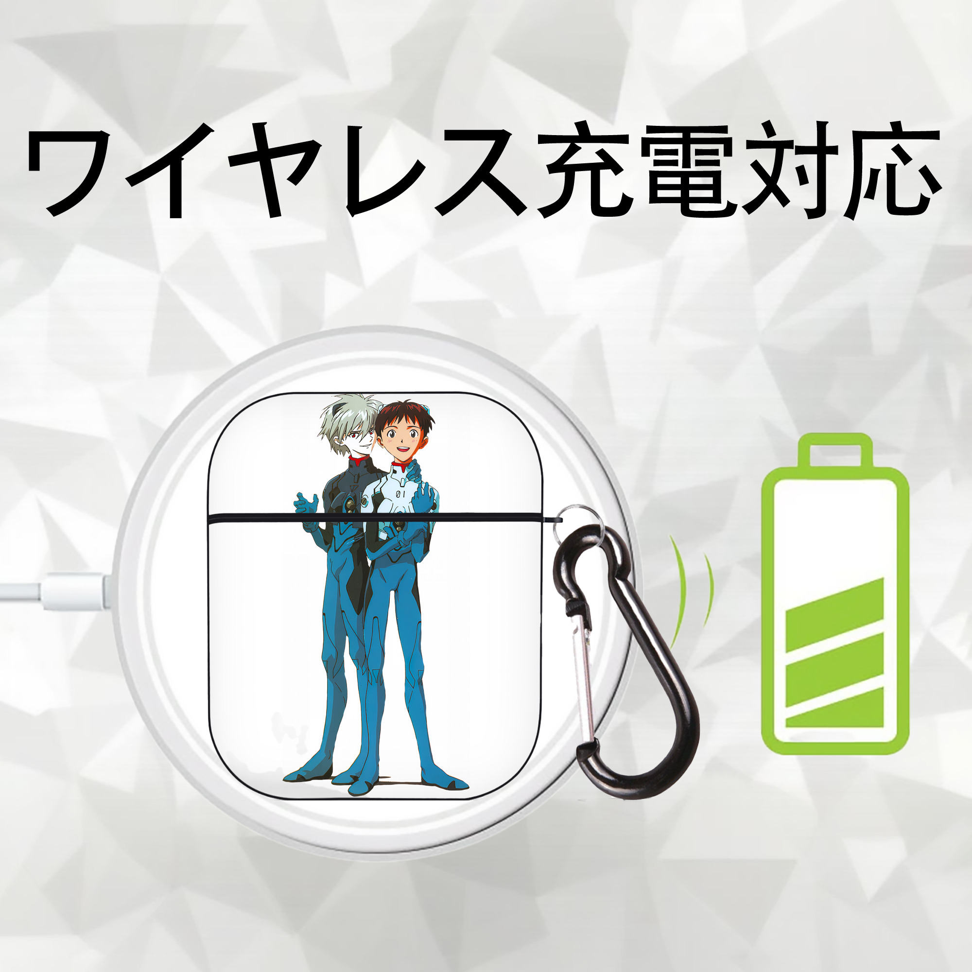 EVA 新世紀エヴァンゲリオン AirPods 第2世代保護ケース ハードシェル ブラック 耐衝撃・防指紋・カラビナ付き