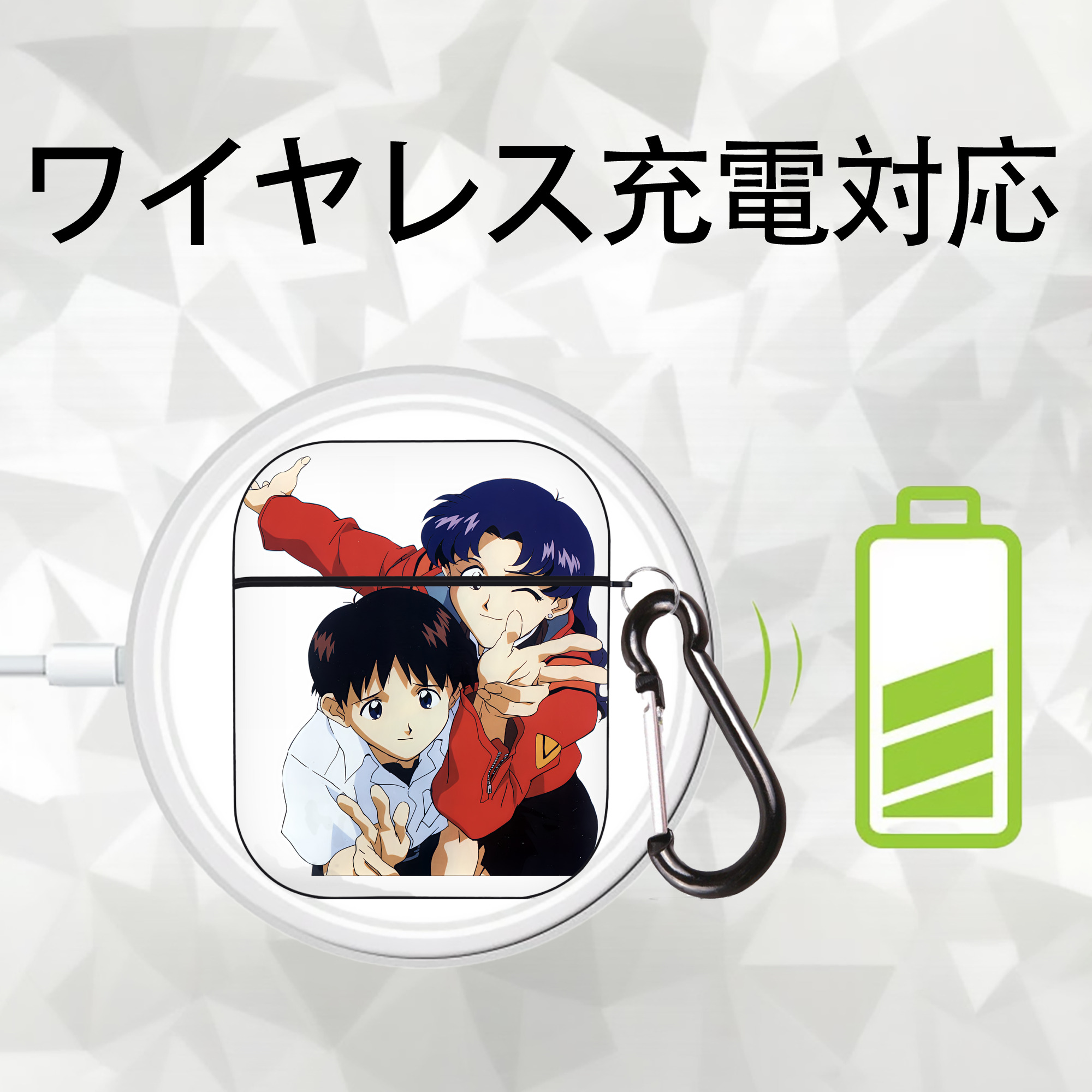 EVA 新世紀エヴァンゲリオン AirPods 第2世代保護ケース ハードシェル ブラック 耐衝撃・防指紋・カラビナ付き