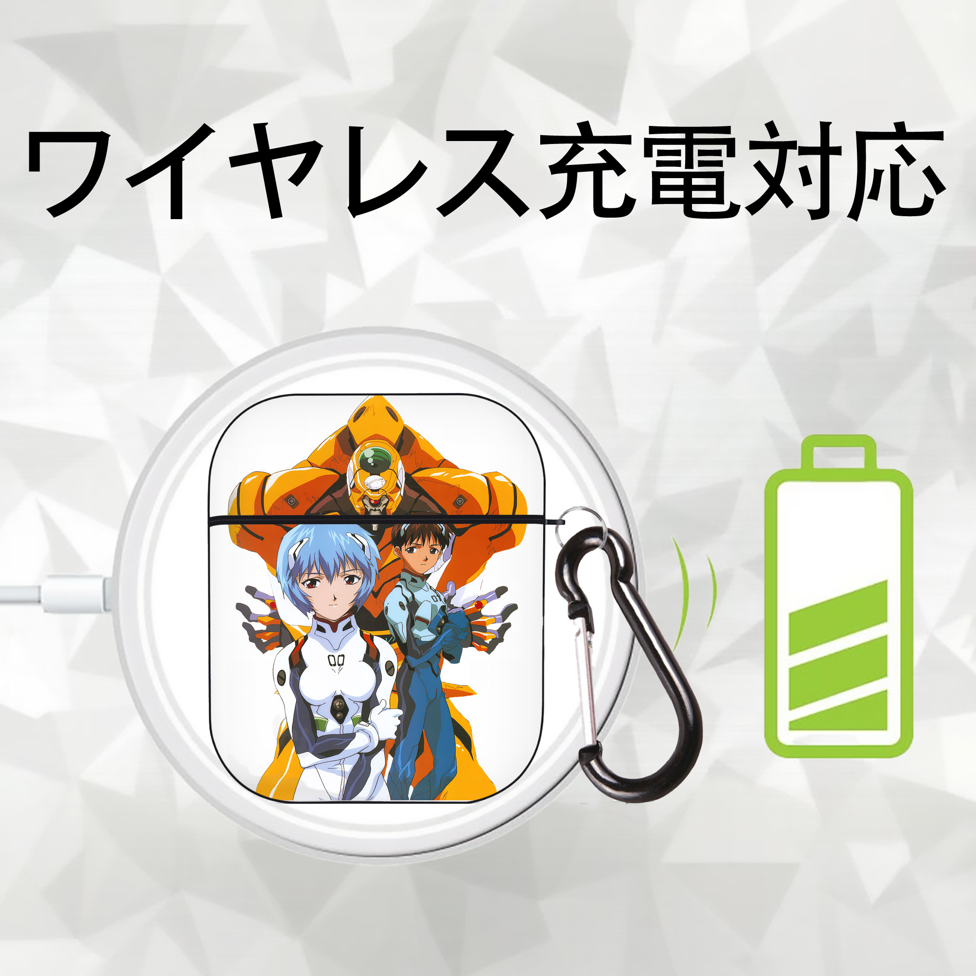 EVA 新世紀エヴァンゲリオン AirPods 第2世代保護ケース ハードシェル ブラック 耐衝撃・防指紋・カラビナ付き