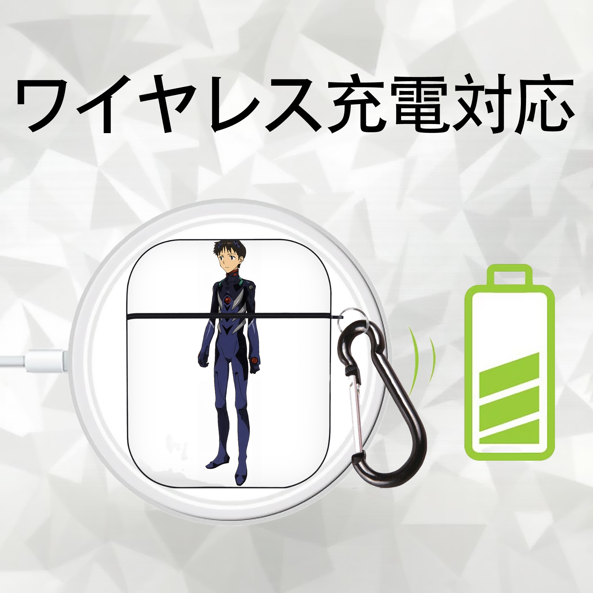 EVA 新世紀エヴァンゲリオン AirPods 第2世代保護ケース ハードシェル ブラック 耐衝撃・防指紋・カラビナ付き