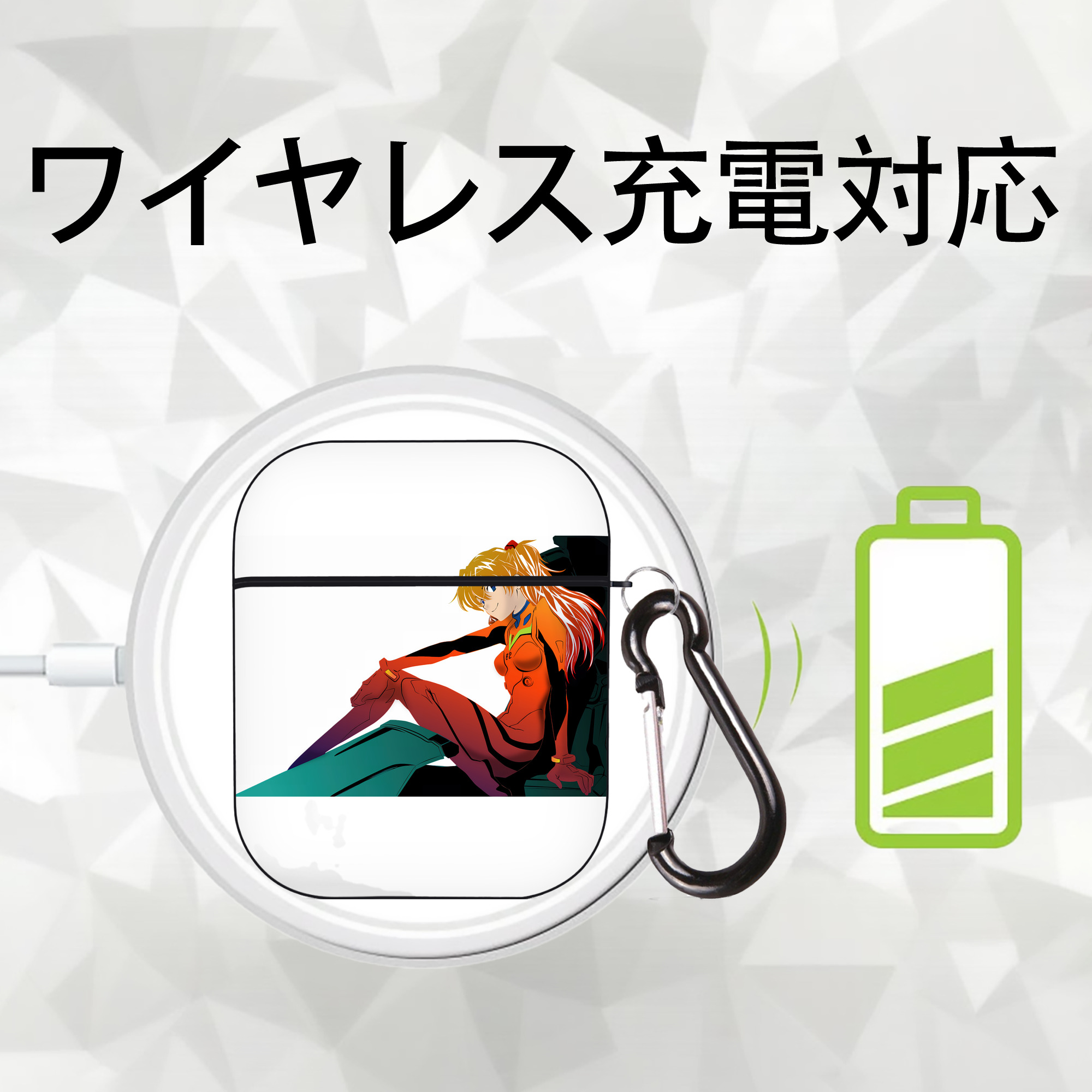 EVA 新世紀エヴァンゲリオン AirPods 第2世代保護ケース ハードシェル ブラック 耐衝撃・防指紋・カラビナ付き