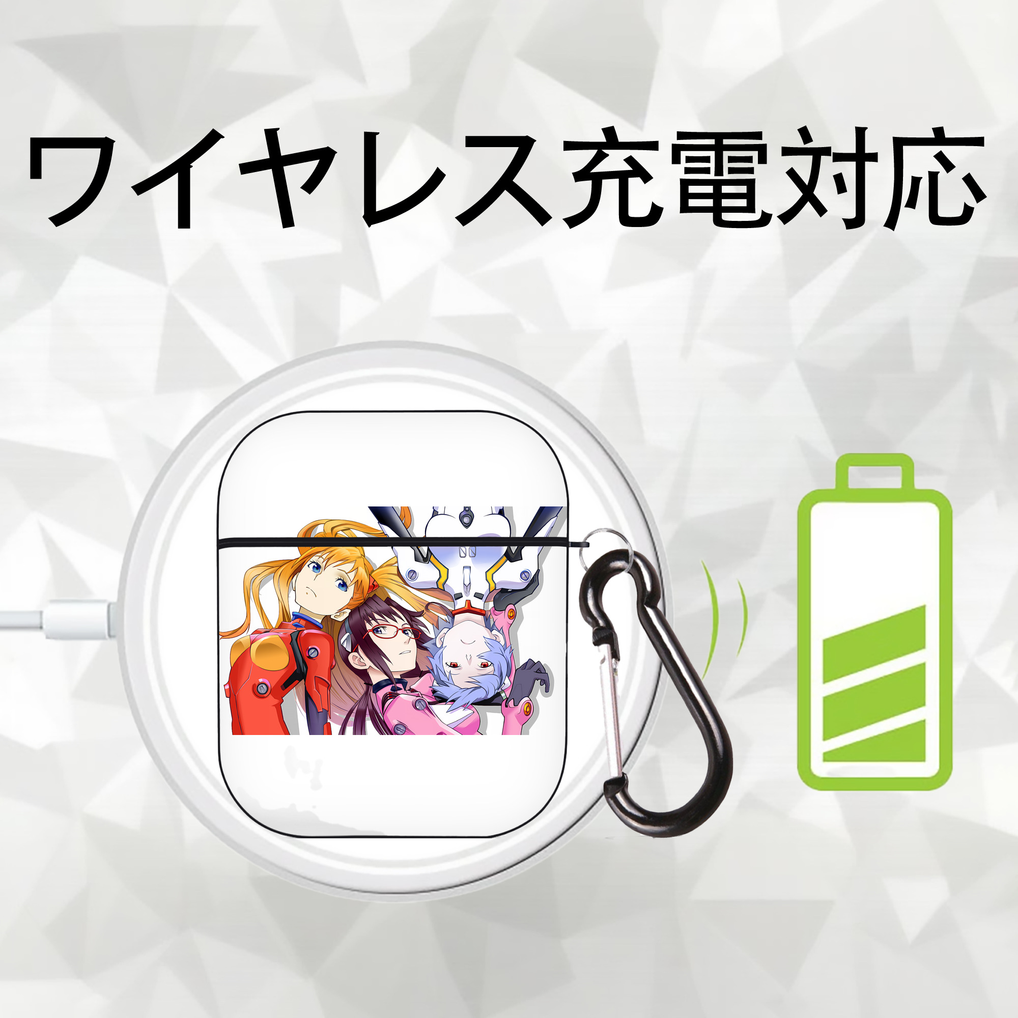 EVA 新世紀エヴァンゲリオン AirPods 第2世代保護ケース ハードシェル ブラック 耐衝撃・防指紋・カラビナ付き