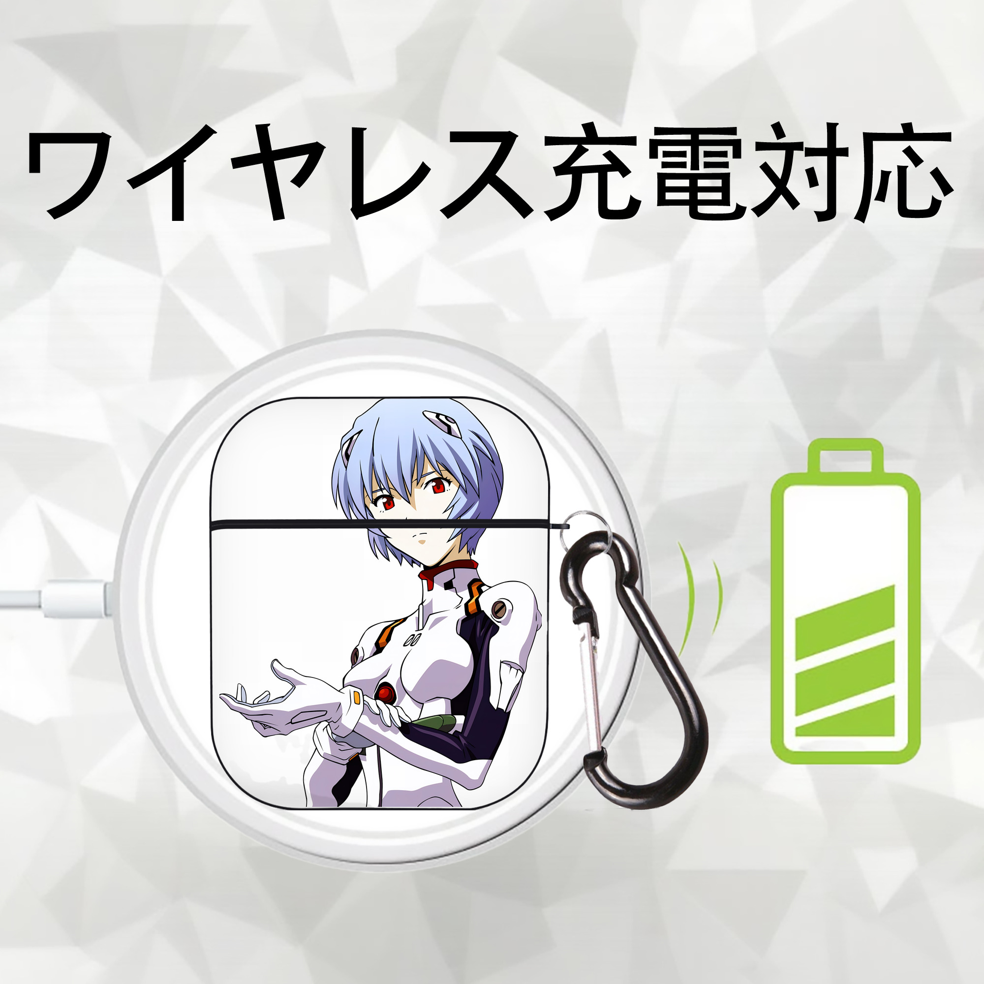 EVA 新世紀エヴァンゲリオン AirPods 第2世代保護ケース ハードシェル ブラック 耐衝撃・防指紋・カラビナ付き
