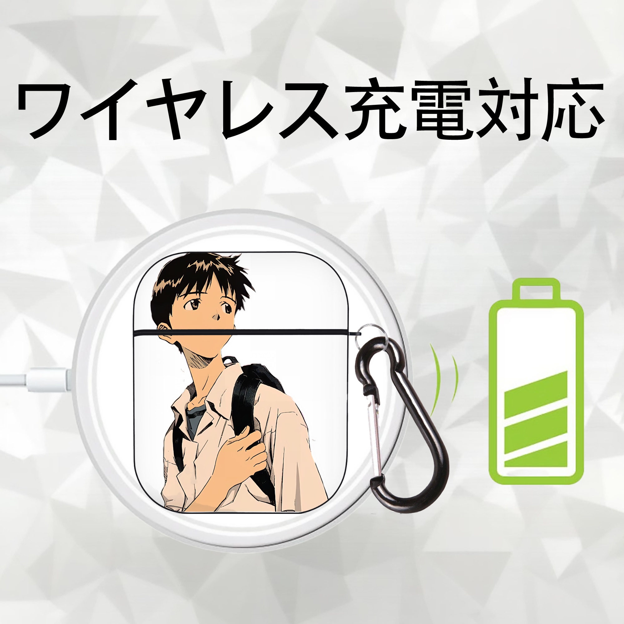 EVA 新世紀エヴァンゲリオン AirPods 第2世代保護ケース ハードシェル ブラック 耐衝撃・防指紋・カラビナ付き