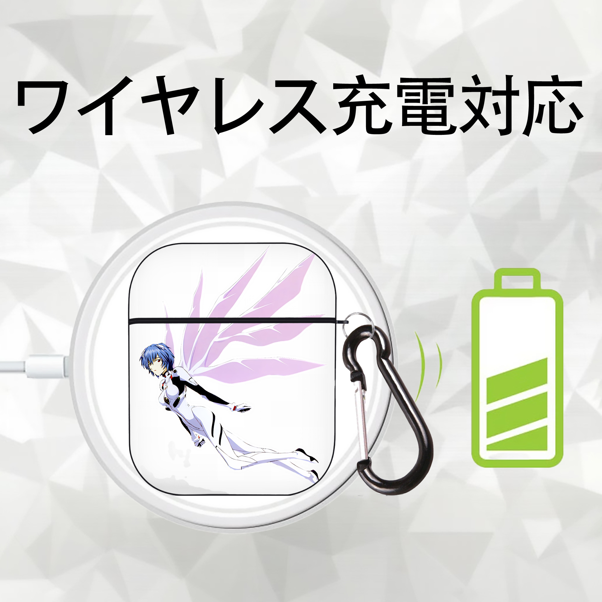 EVA 新世紀エヴァンゲリオン AirPods 第2世代保護ケース ハードシェル ブラック 耐衝撃・防指紋・カラビナ付き