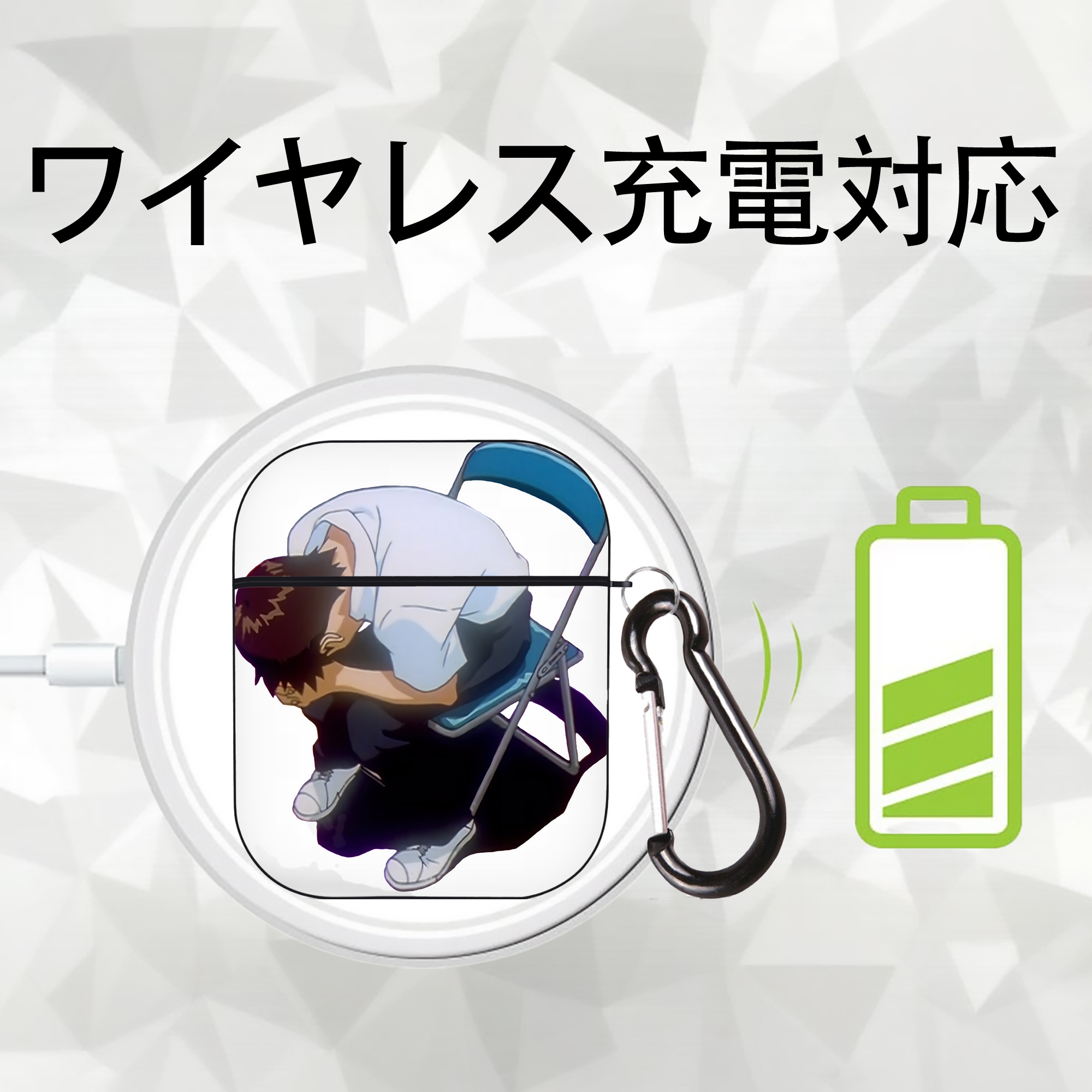EVA 新世紀エヴァンゲリオン AirPods 第2世代保護ケース ハードシェル ブラック 耐衝撃・防指紋・カラビナ付き