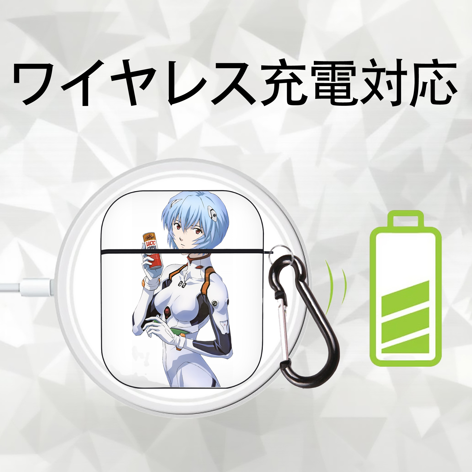 EVA 新世紀エヴァンゲリオン AirPods 第2世代保護ケース ハードシェル ブラック 耐衝撃・防指紋・カラビナ付き