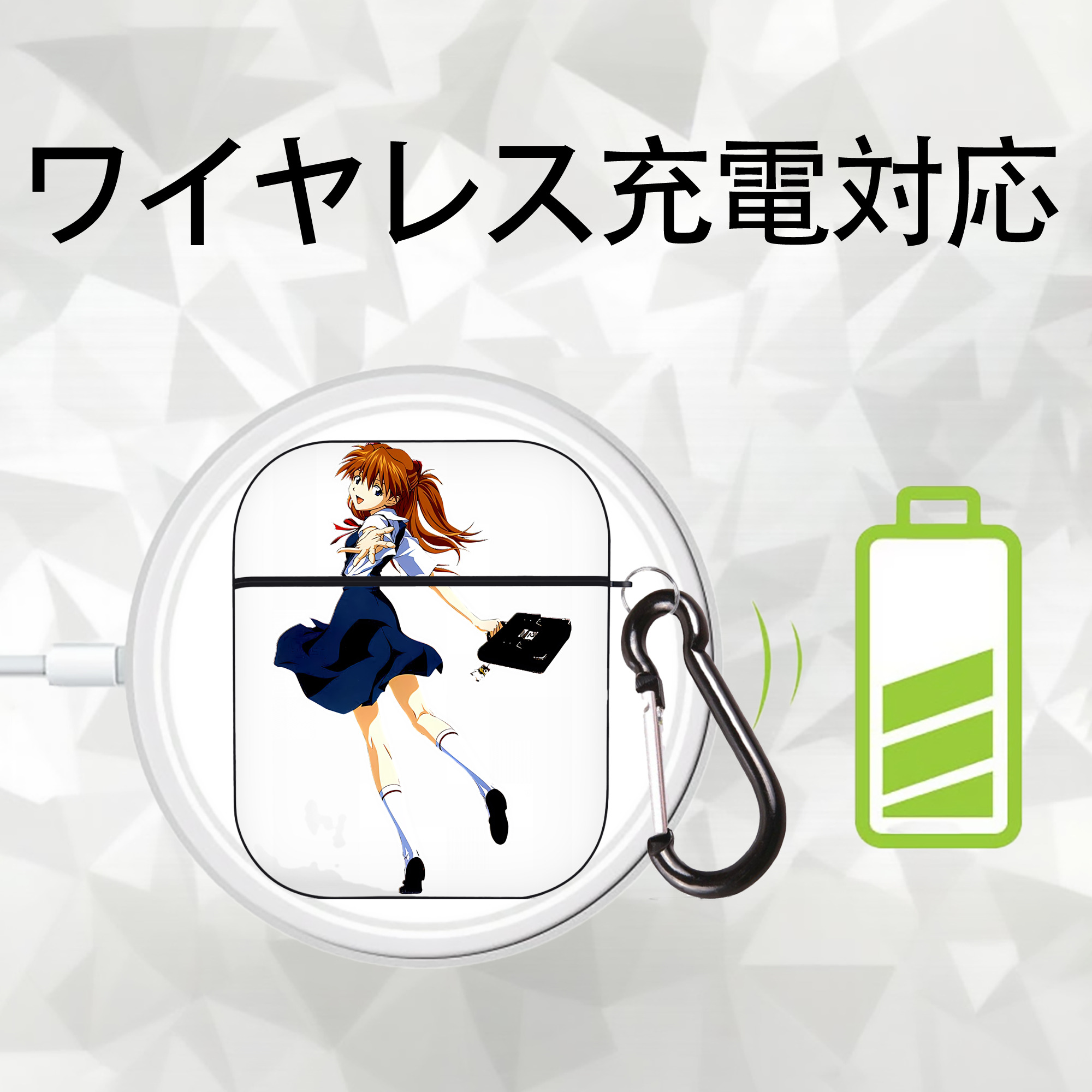 EVA 新世紀エヴァンゲリオン AirPods 第2世代保護ケース ハードシェル ブラック 耐衝撃・防指紋・カラビナ付き