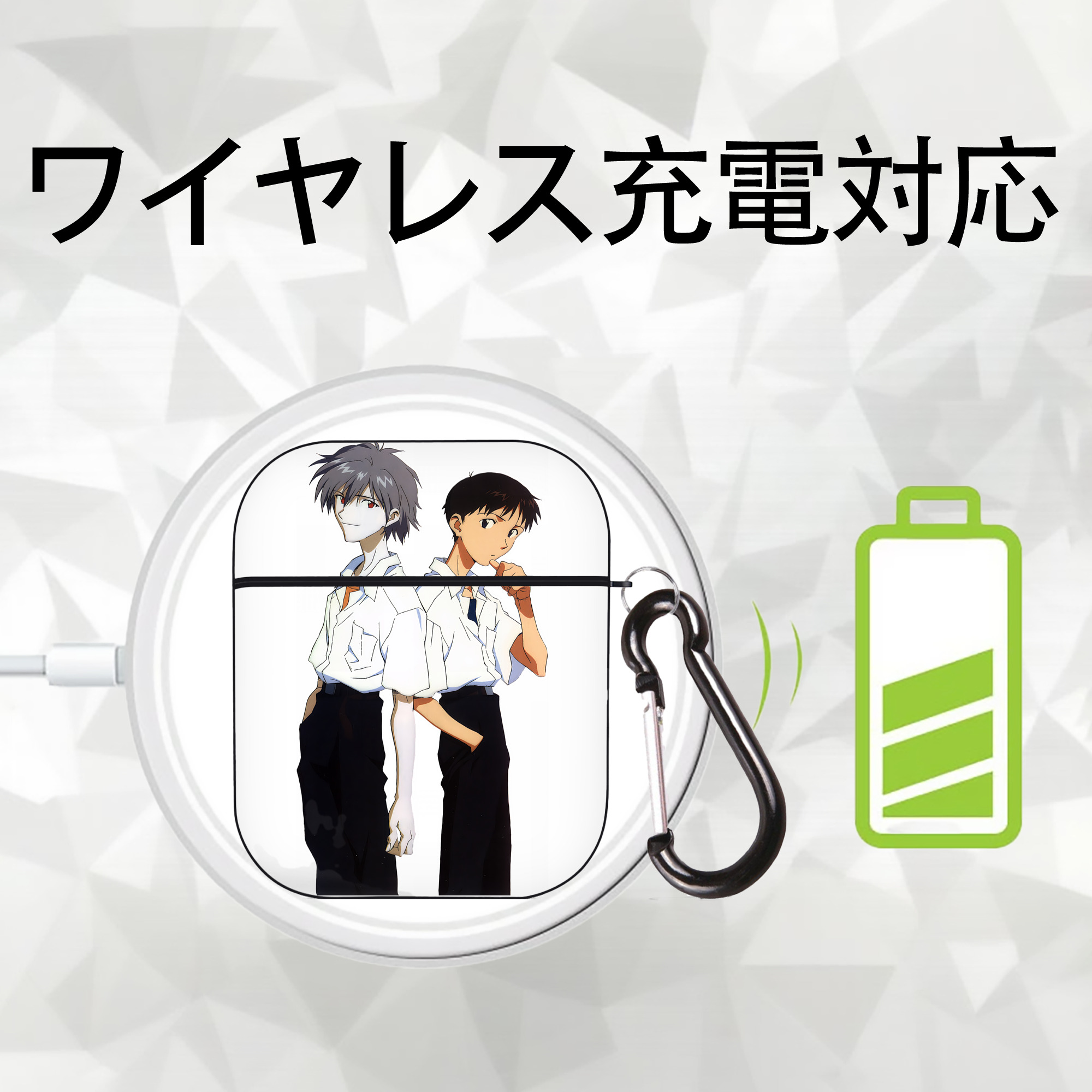 EVA 新世紀エヴァンゲリオン AirPods 第2世代保護ケース ハードシェル ブラック 耐衝撃・防指紋・カラビナ付き