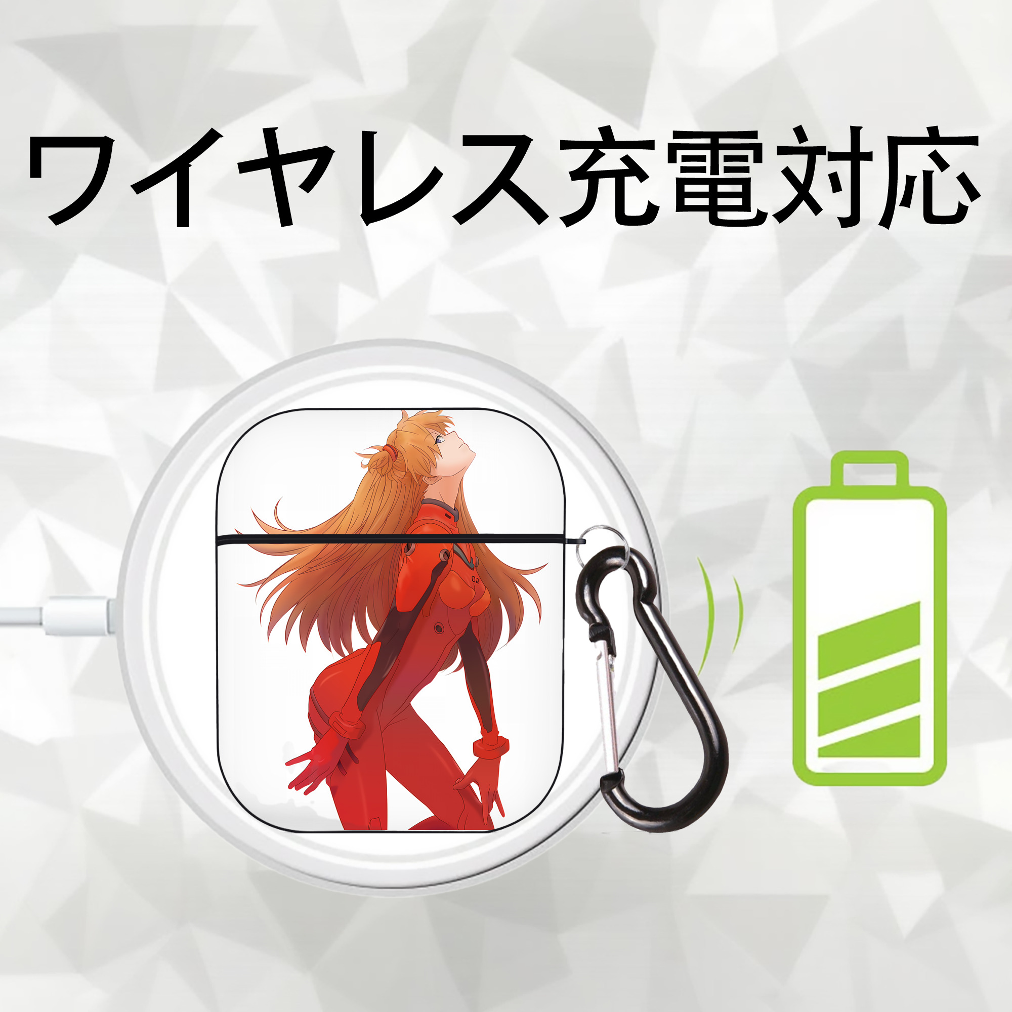 EVA 新世紀エヴァンゲリオン AirPods 第2世代保護ケース ハードシェル ブラック 耐衝撃・防指紋・カラビナ付き