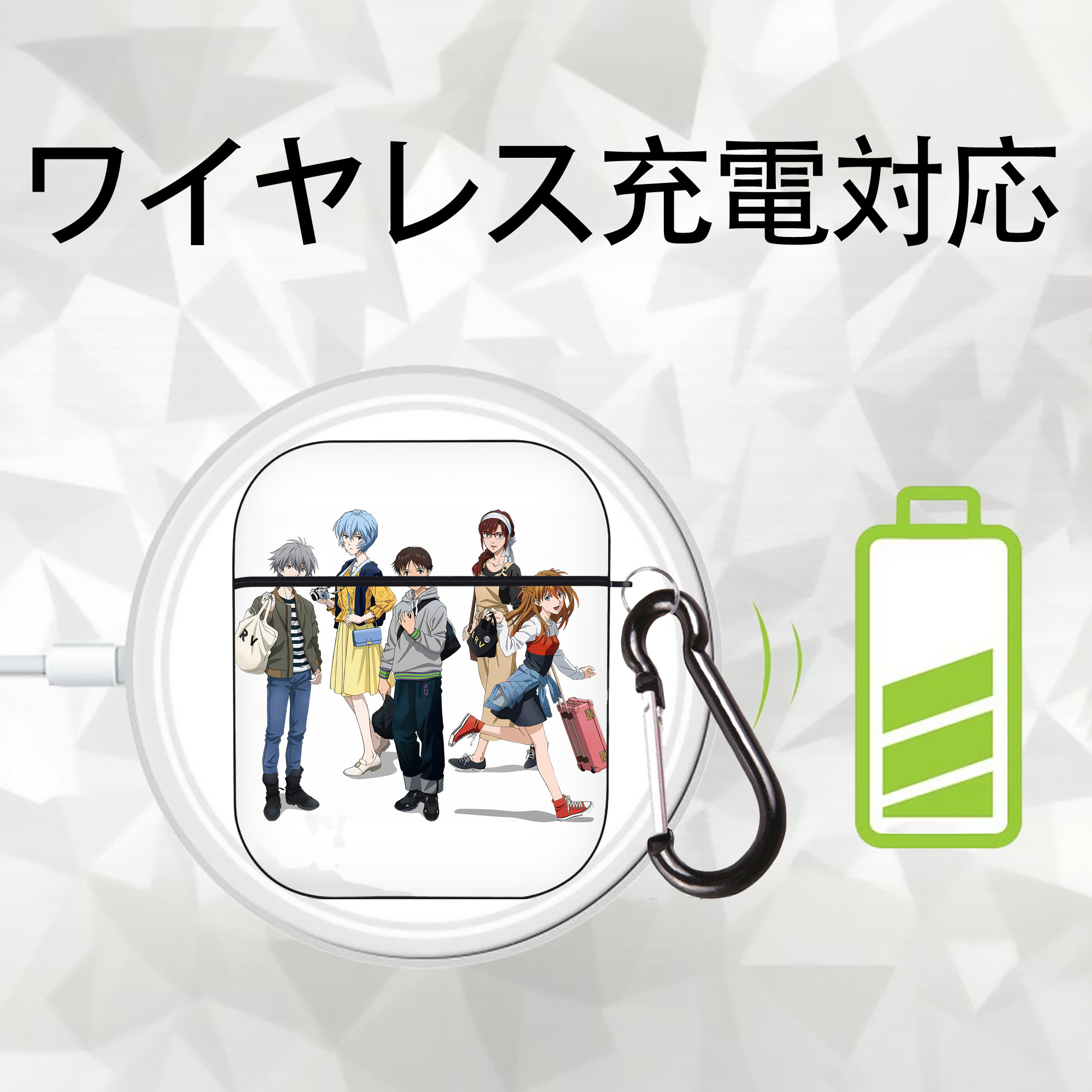 EVA 新世紀エヴァンゲリオン AirPods 第2世代保護ケース ハードシェル ブラック 耐衝撃・防指紋・カラビナ付き