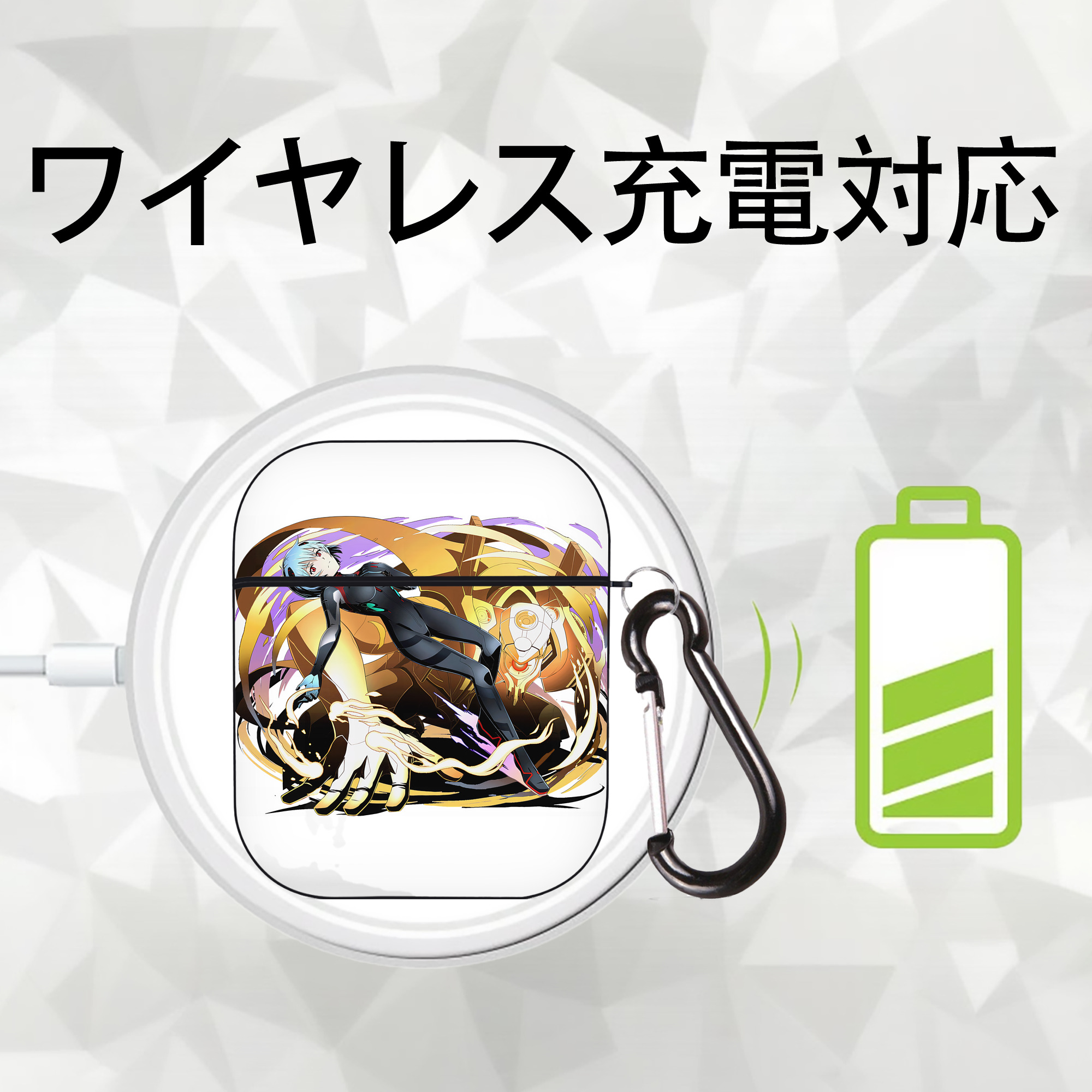 EVA 新世紀エヴァンゲリオン AirPods 第2世代保護ケース ハードシェル ブラック 耐衝撃・防指紋・カラビナ付き