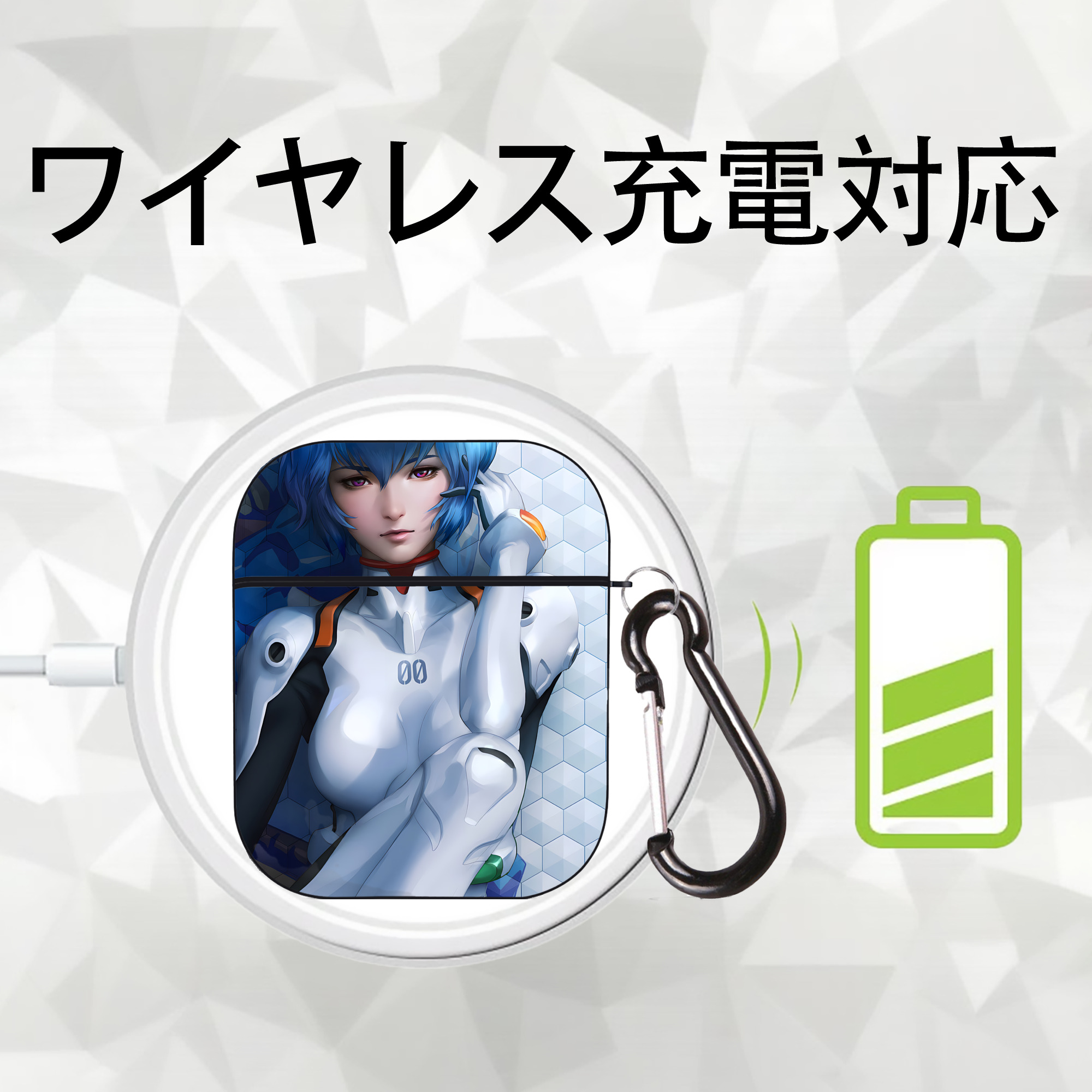 EVA 新世紀エヴァンゲリオン AirPods 第2世代保護ケース ハードシェル ブラック 耐衝撃・防指紋・カラビナ付き
