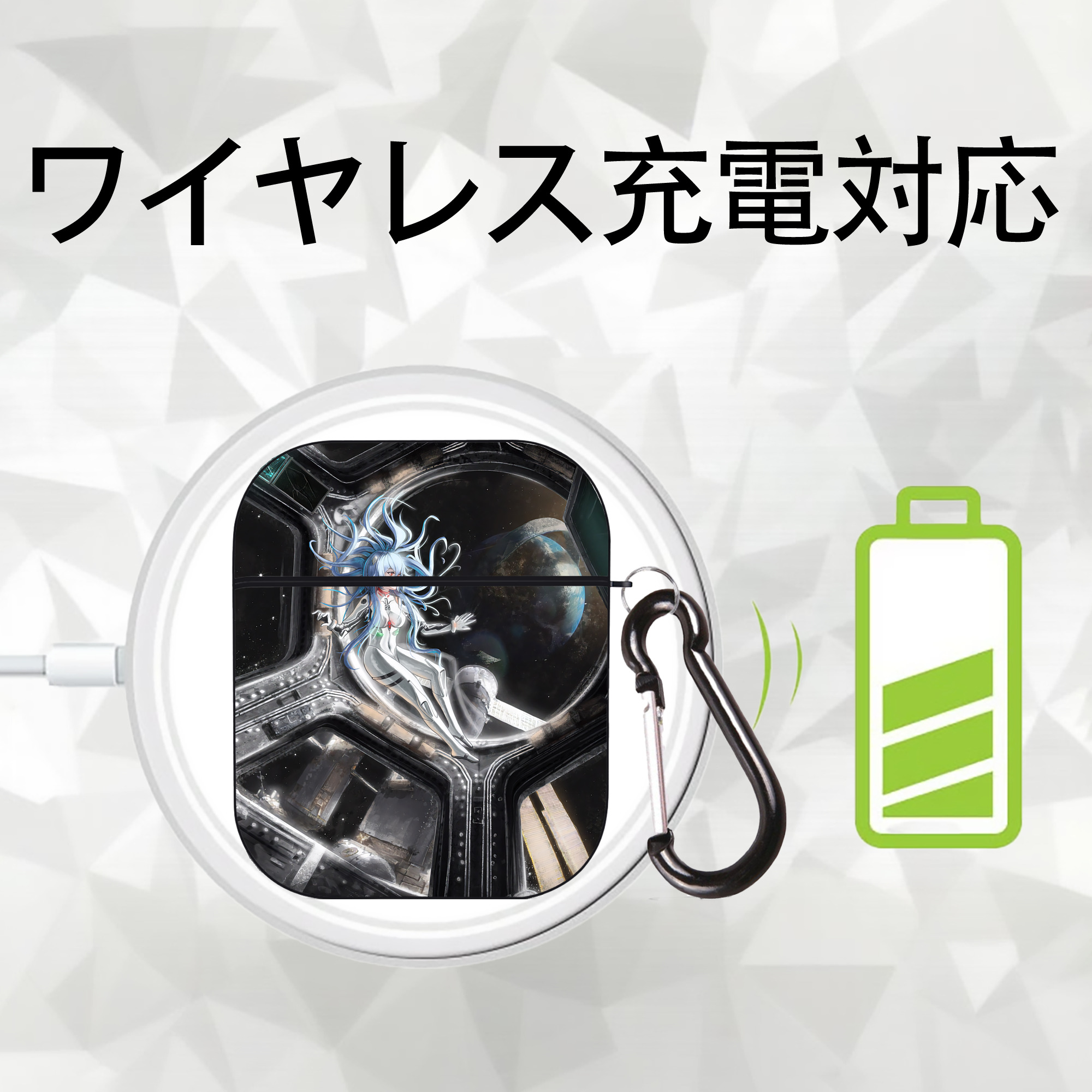 EVA 新世紀エヴァンゲリオン AirPods 第2世代保護ケース ハードシェル ブラック 耐衝撃・防指紋・カラビナ付き