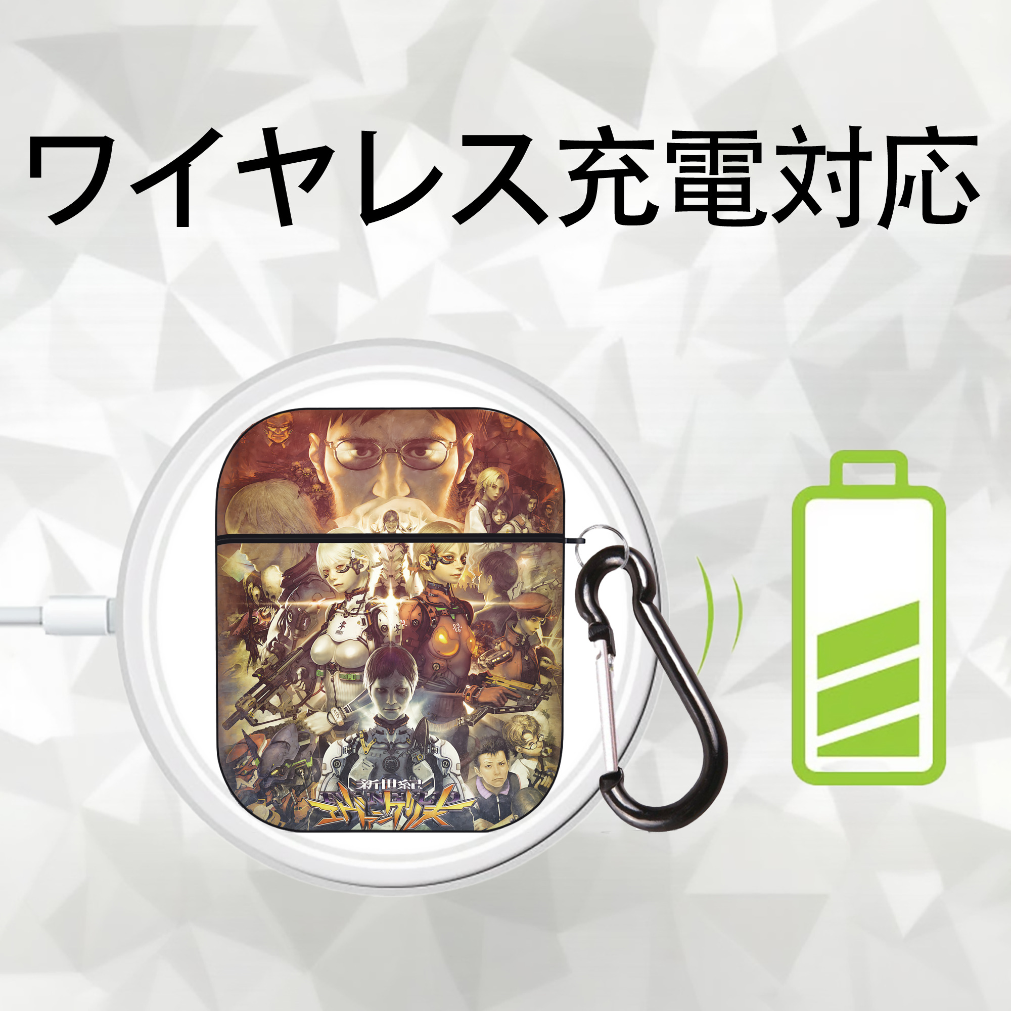EVA 新世紀エヴァンゲリオン AirPods 第2世代保護ケース ハードシェル ブラック 耐衝撃・防指紋・カラビナ付き
