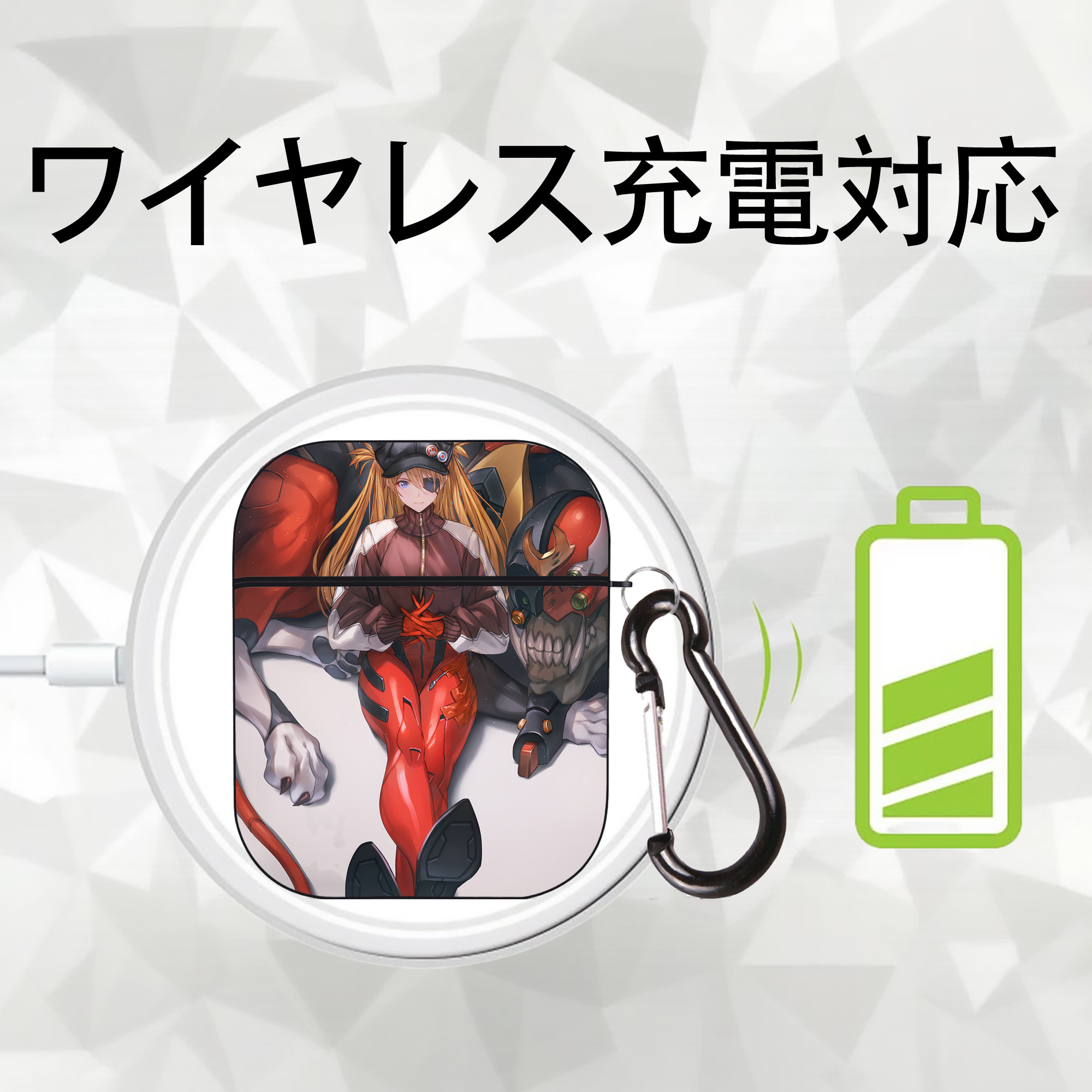 EVA 新世紀エヴァンゲリオン AirPods 第2世代保護ケース ハードシェル ブラック 耐衝撃・防指紋・カラビナ付き