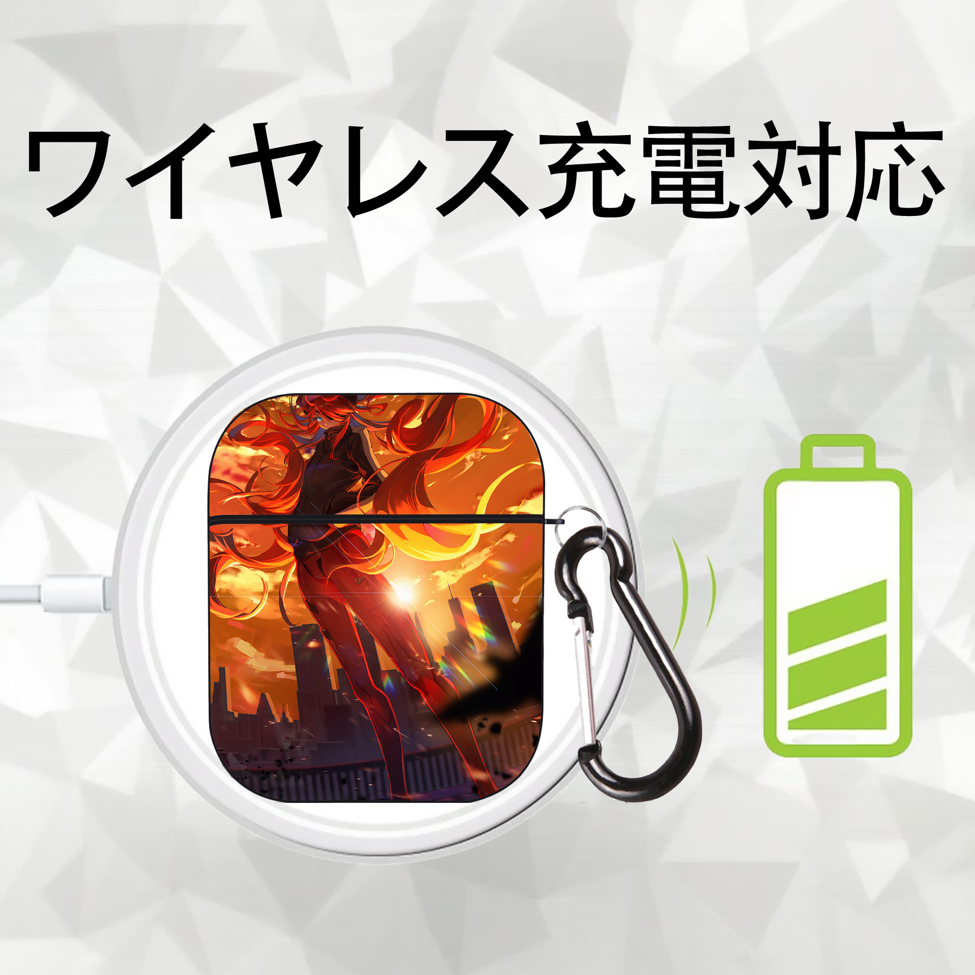 EVA 新世紀エヴァンゲリオン AirPods 第2世代保護ケース ハードシェル ブラック 耐衝撃・防指紋・カラビナ付き