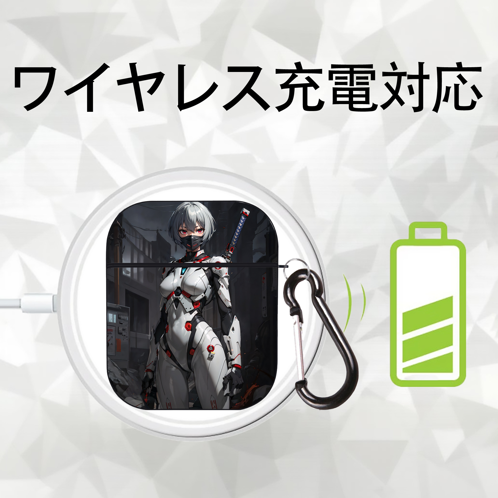 EVA 新世紀エヴァンゲリオン AirPods 第2世代保護ケース ハードシェル ブラック 耐衝撃・防指紋・カラビナ付き