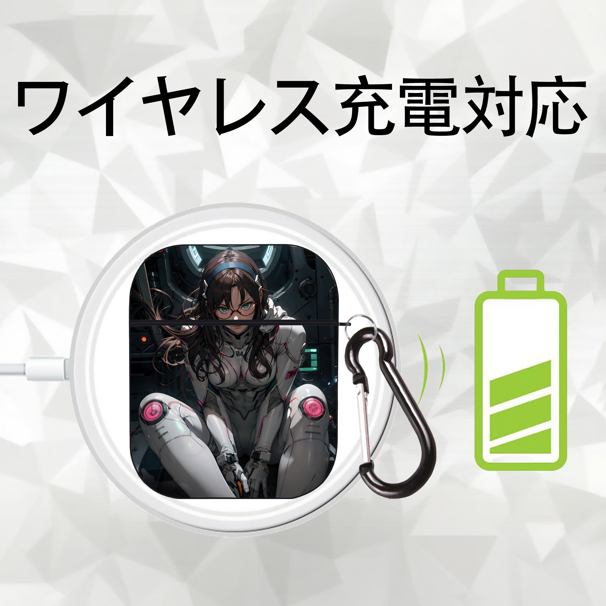 EVA 新世紀エヴァンゲリオン AirPods 第2世代保護ケース ハードシェル ブラック 耐衝撃・防指紋・カラビナ付き