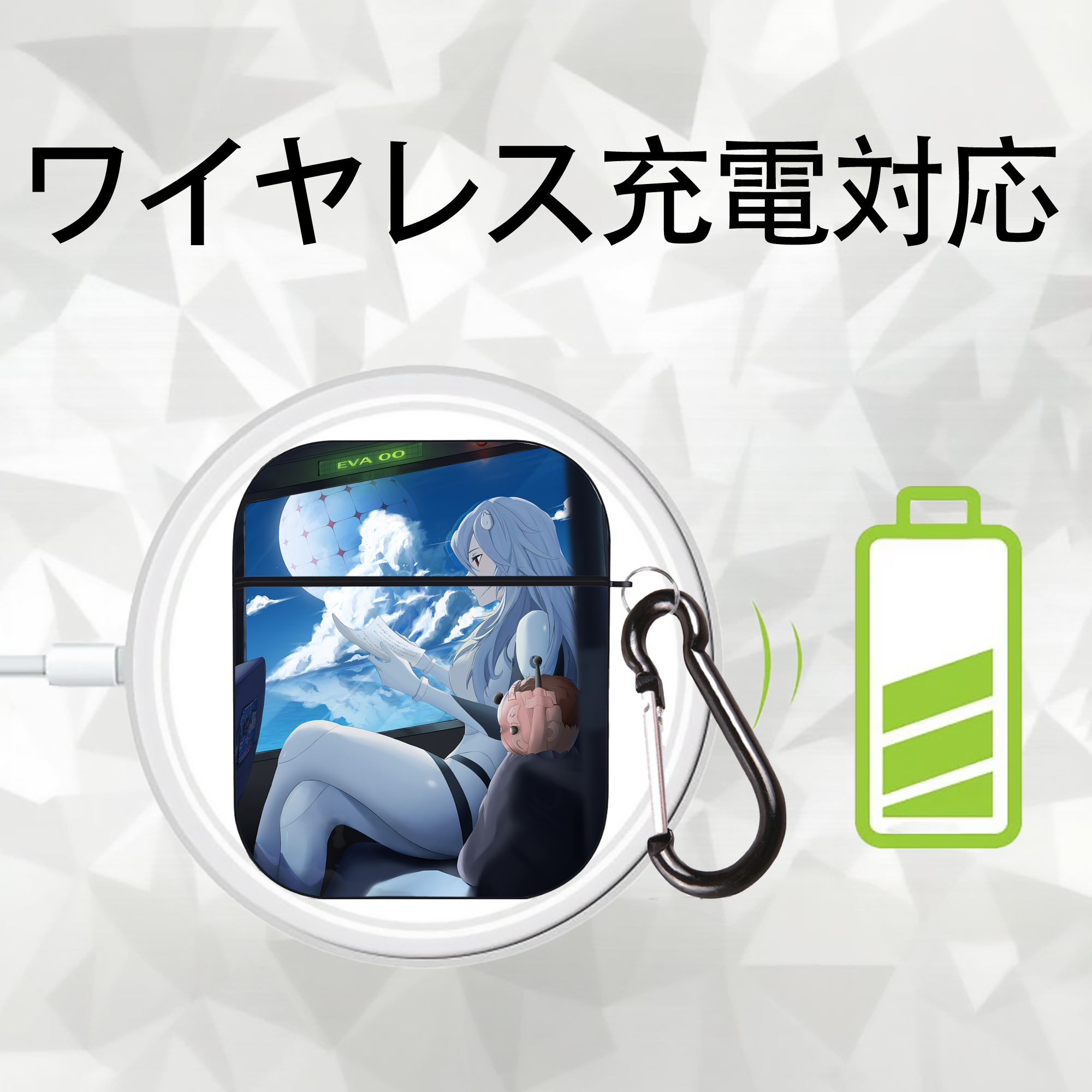 EVA 新世紀エヴァンゲリオン AirPods 第2世代保護ケース ハードシェル ブラック 耐衝撃・防指紋・カラビナ付き