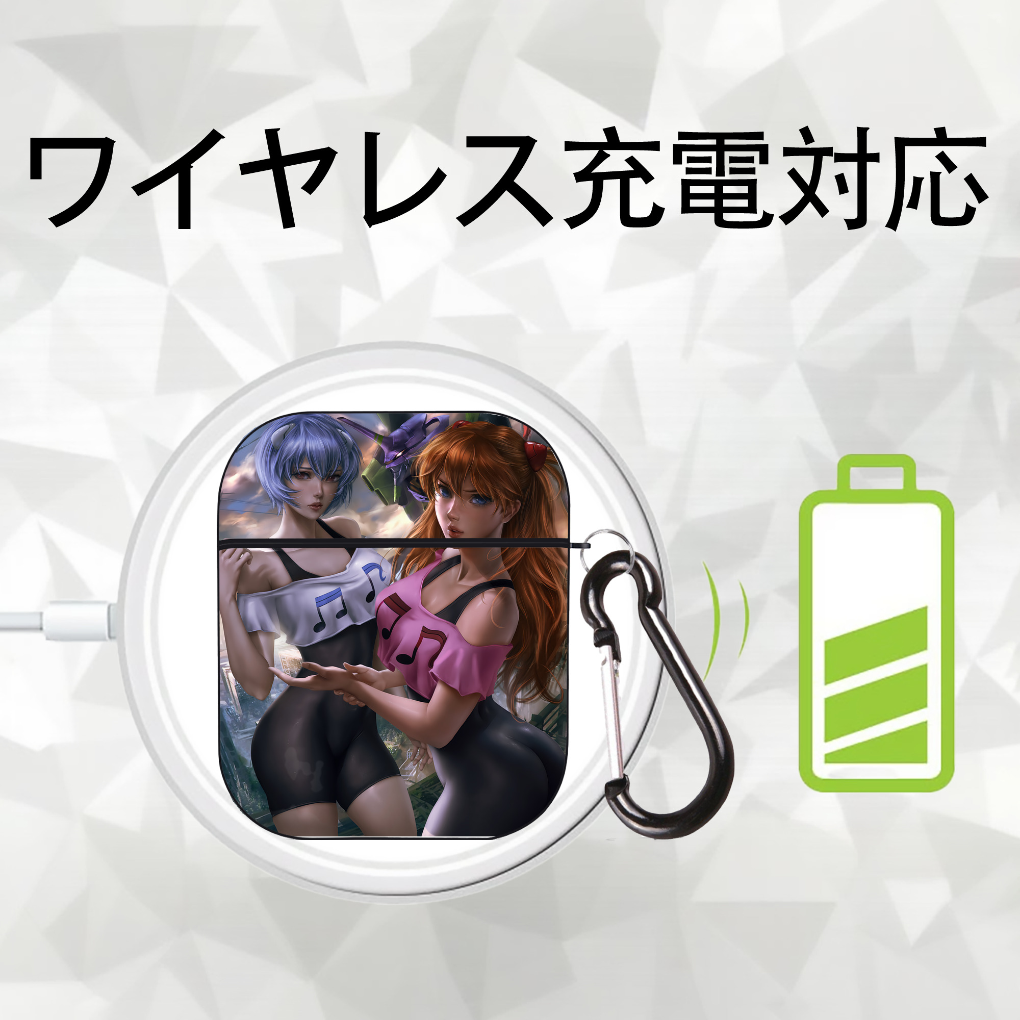 EVA 新世紀エヴァンゲリオン AirPods 第2世代保護ケース ハードシェル ブラック 耐衝撃・防指紋・カラビナ付き