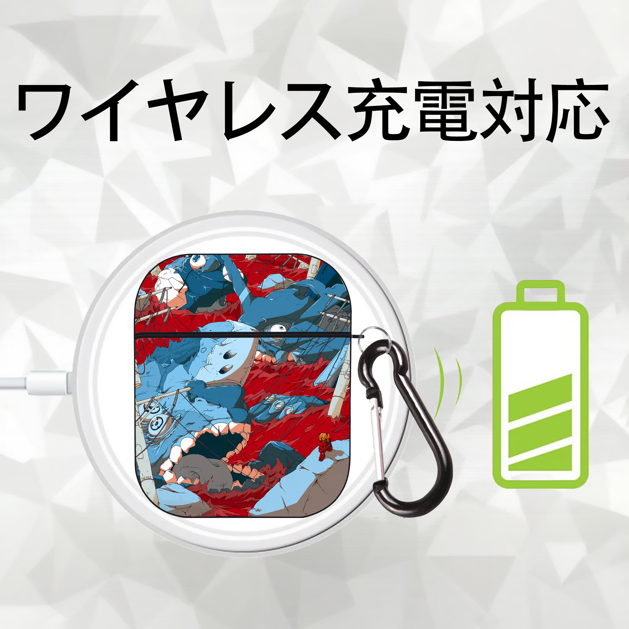 EVA 新世紀エヴァンゲリオン AirPods 第2世代保護ケース ハードシェル ブラック 耐衝撃・防指紋・カラビナ付き