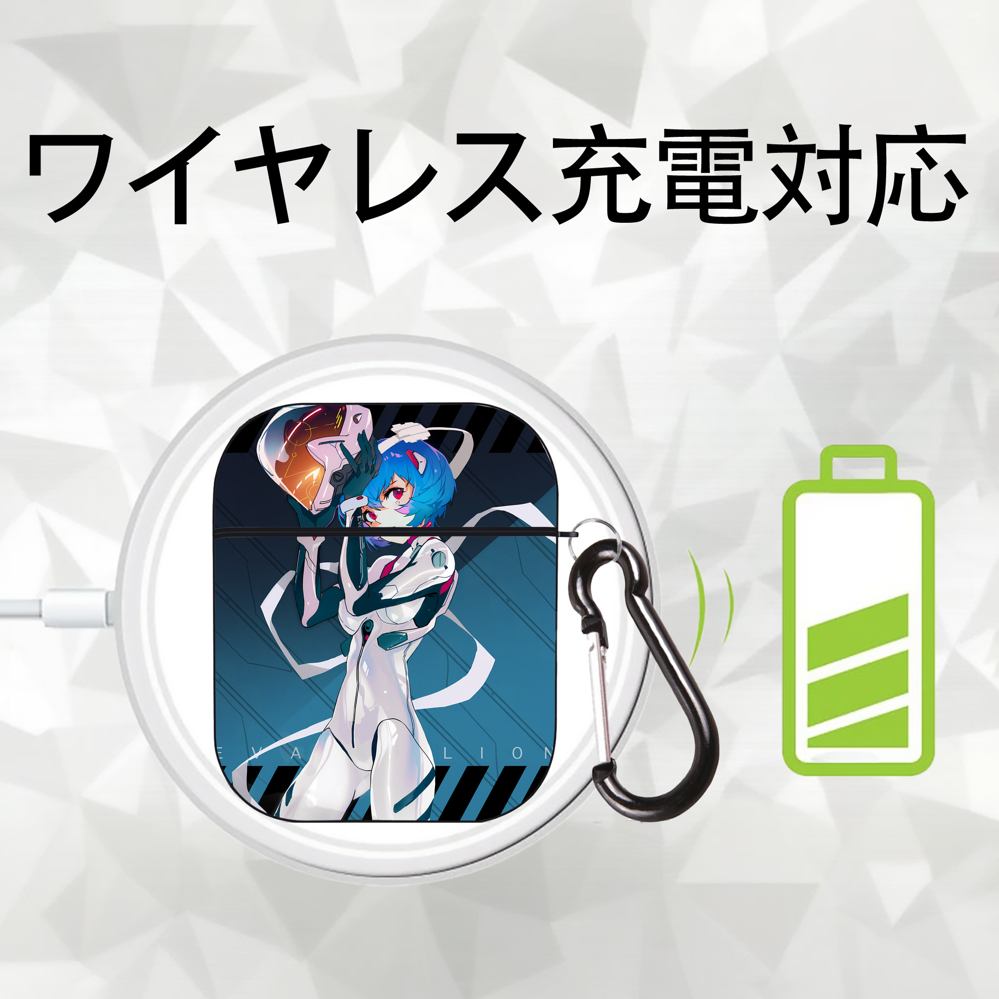 EVA 新世紀エヴァンゲリオン AirPods 第2世代保護ケース ハードシェル ブラック 耐衝撃・防指紋・カラビナ付き