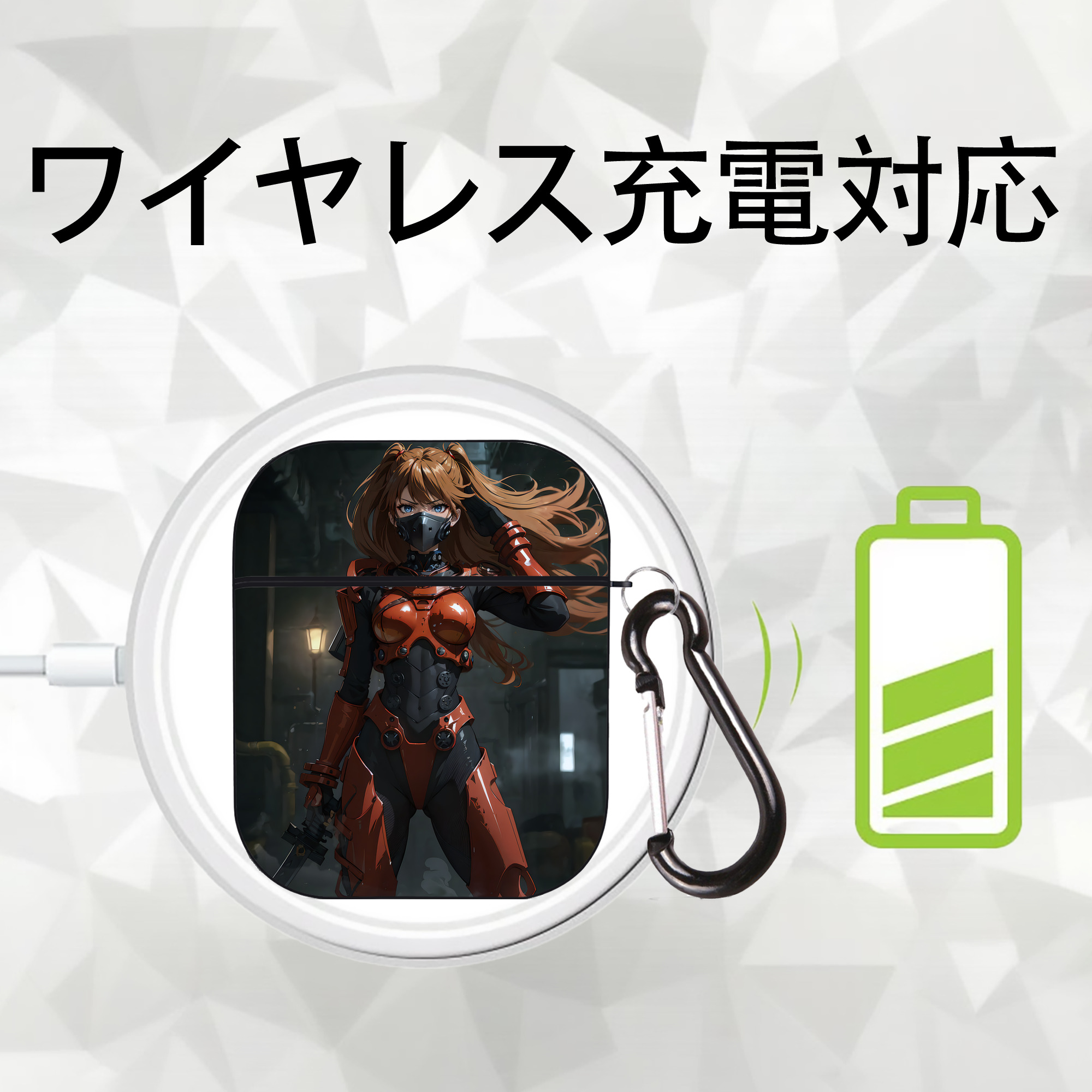 EVA 新世紀エヴァンゲリオン AirPods 第2世代保護ケース ハードシェル ブラック 耐衝撃・防指紋・カラビナ付き